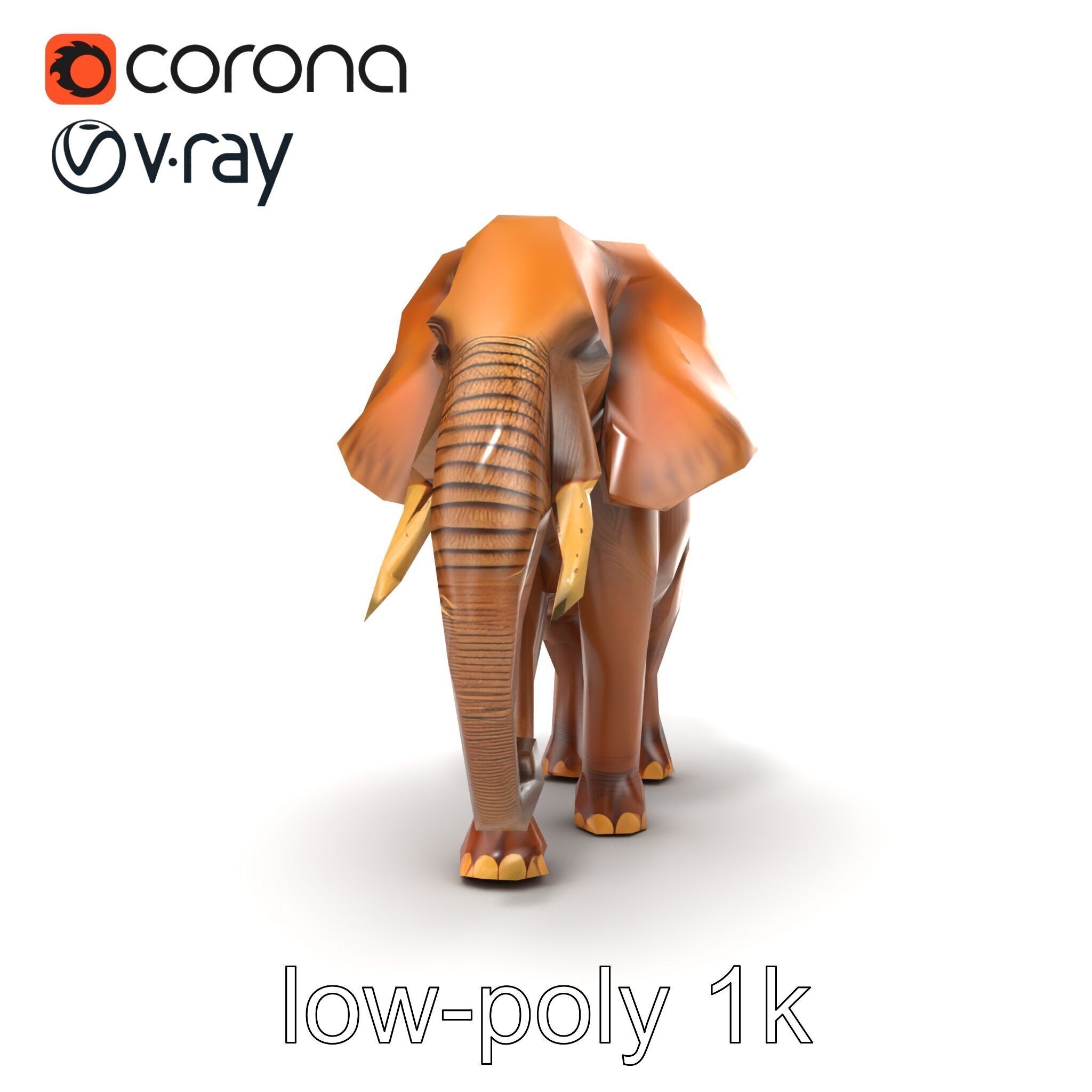 Elephant with Natural Scratches D model pack Low-poly 3D model_19