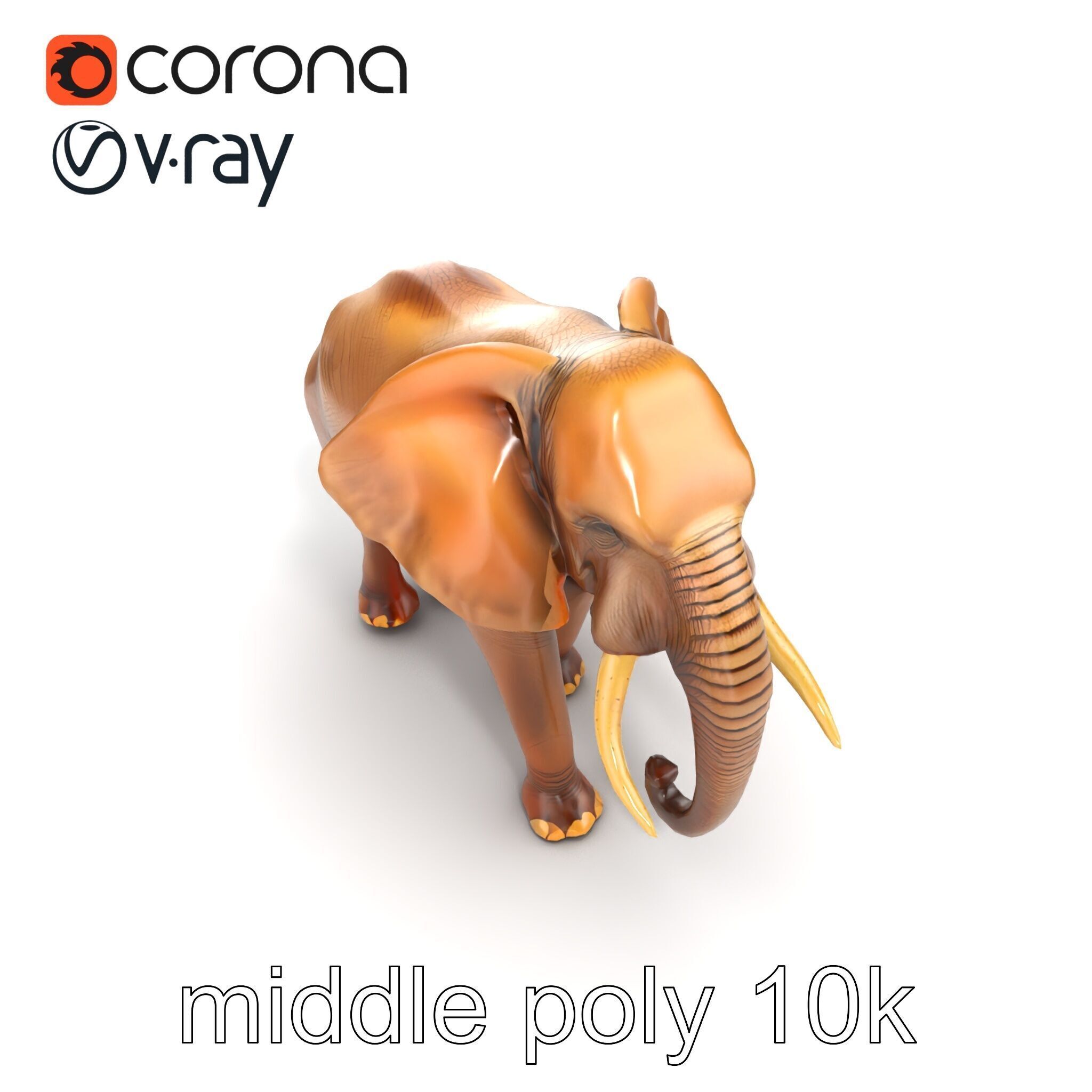 Elephant with Natural Scratches D model pack Low-poly 3D model_27
