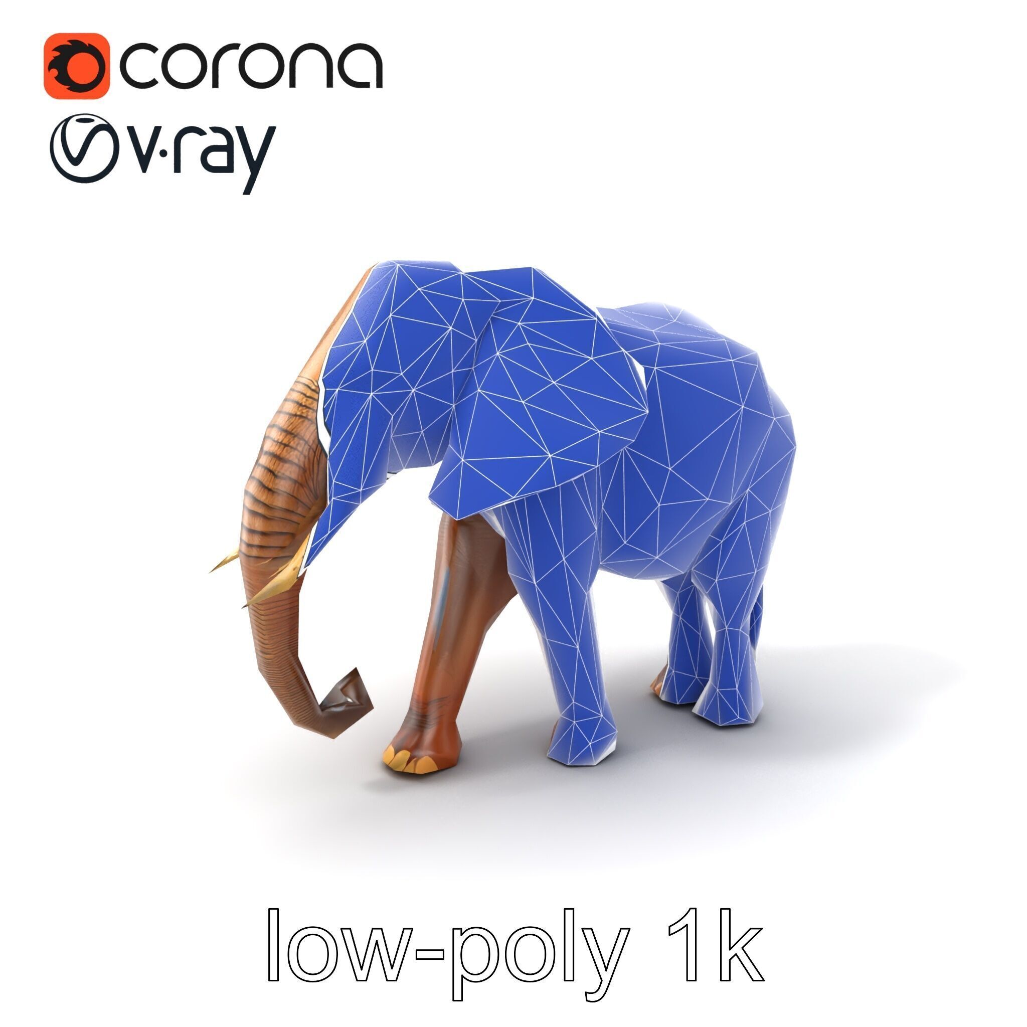 Elephant with Natural Scratches D model pack Low-poly 3D model_7