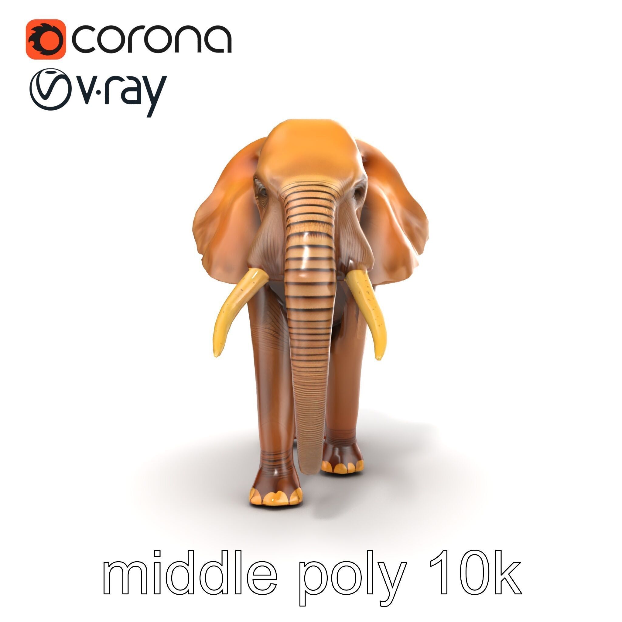 Elephant with Natural Scratches D model pack Low-poly 3D model_14