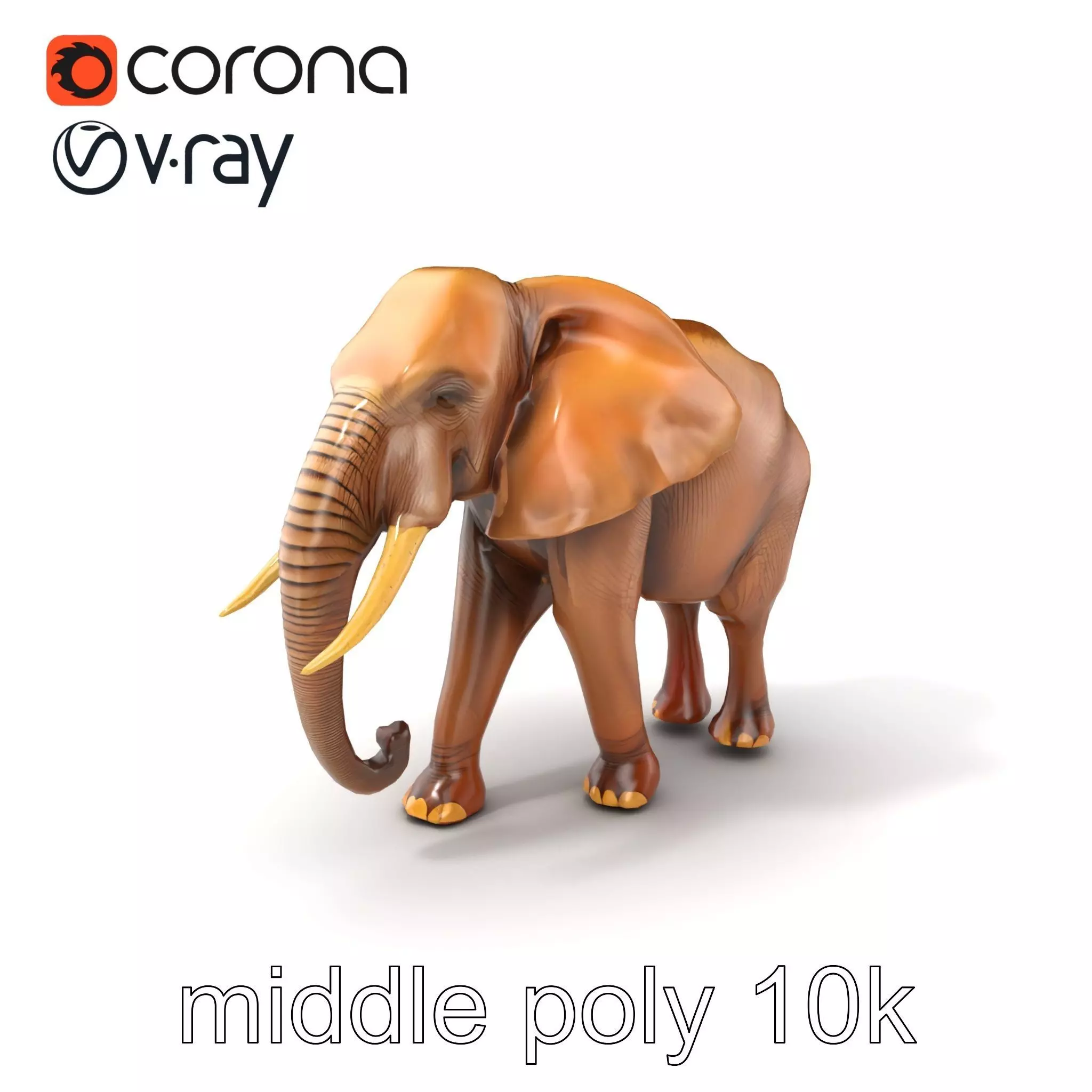 Elephant with Natural Scratches D model pack Low-poly 3D model_0
