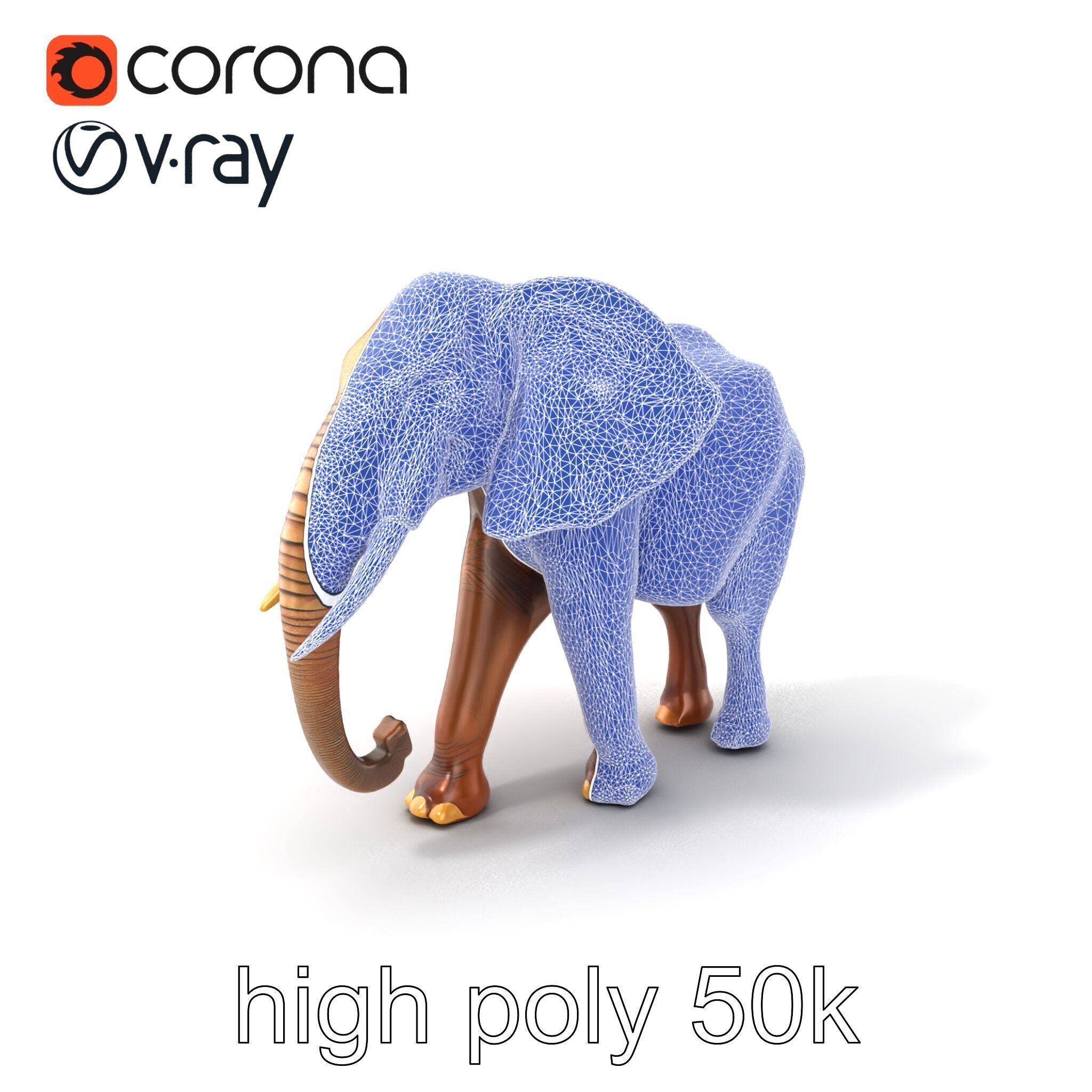 Elephant with Natural Scratches D model pack Low-poly 3D model_10