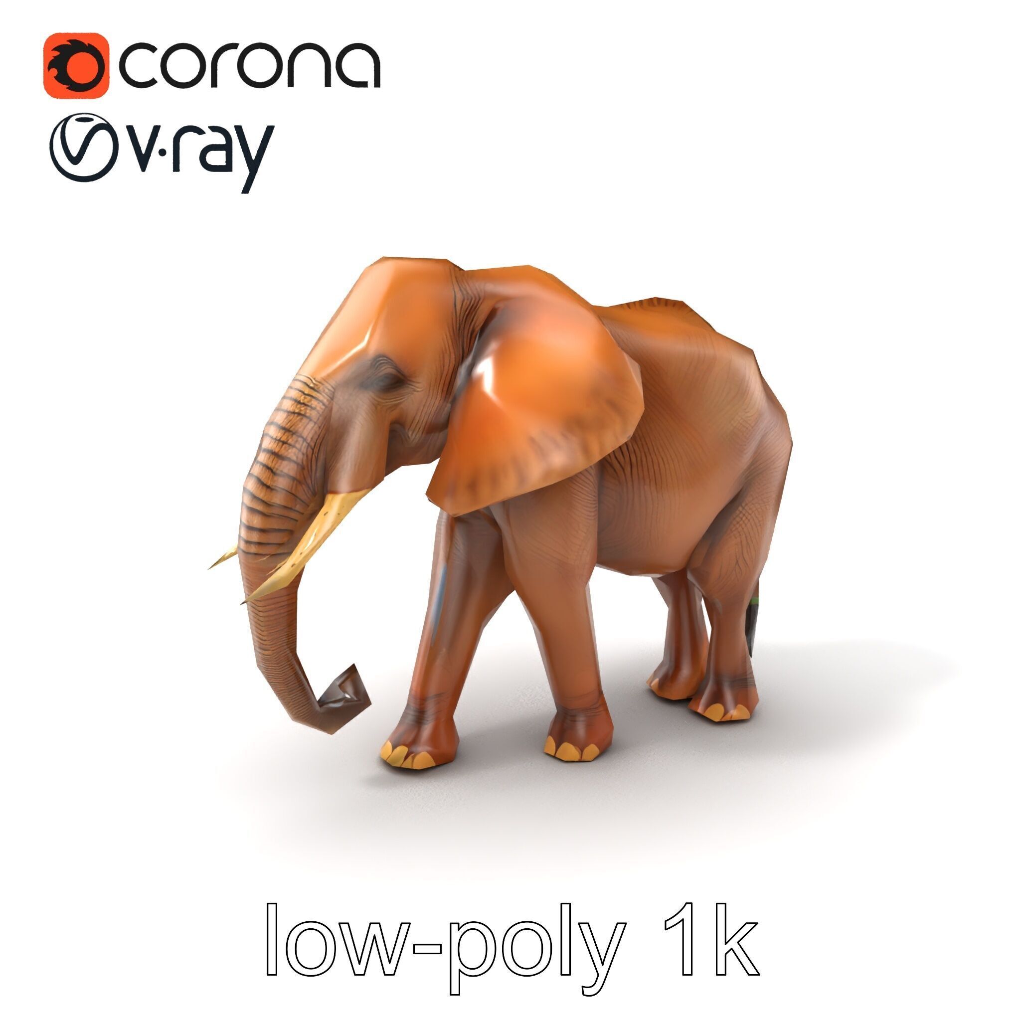 Elephant with Natural Scratches D model pack Low-poly 3D model_5