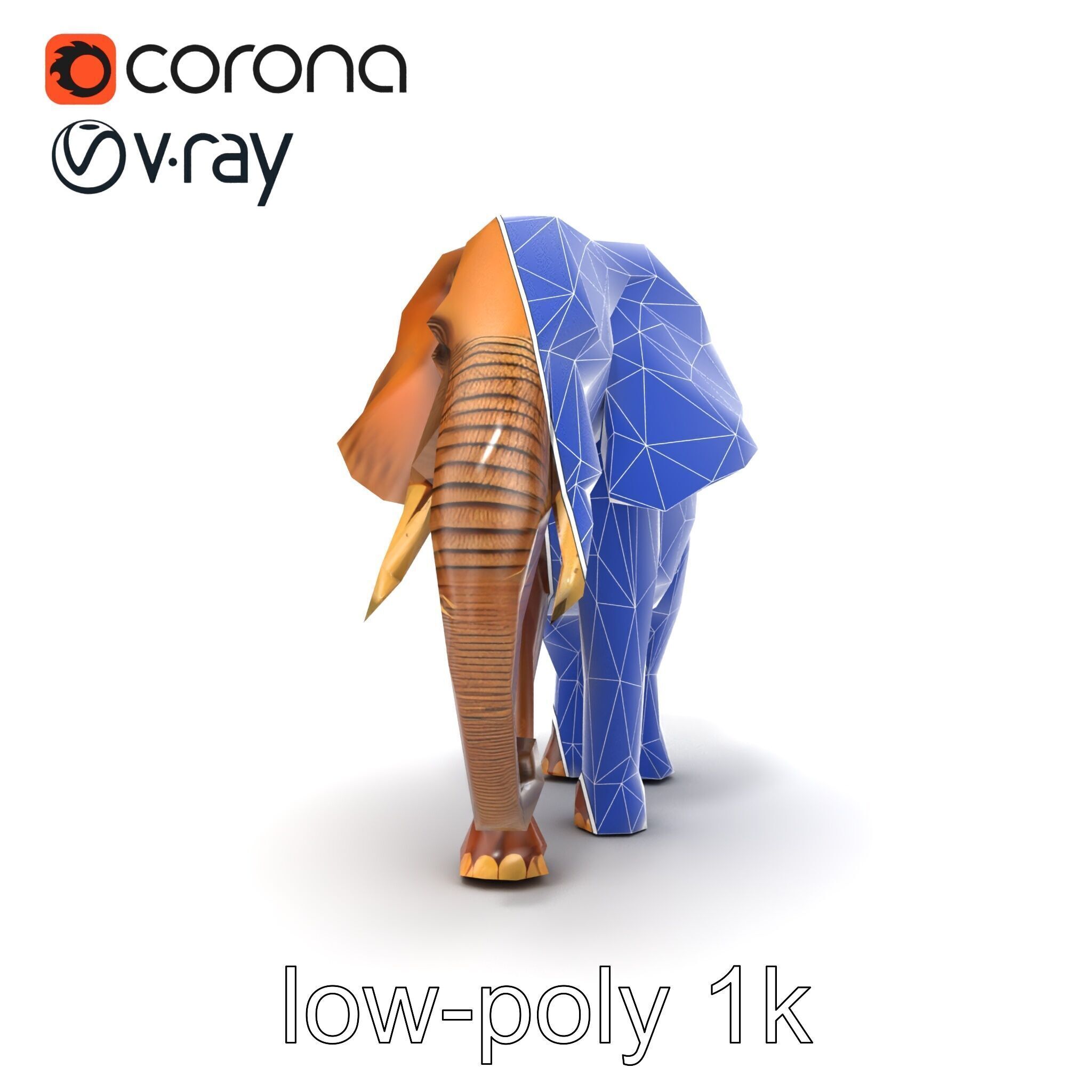 Elephant with Natural Scratches D model pack Low-poly 3D model_32