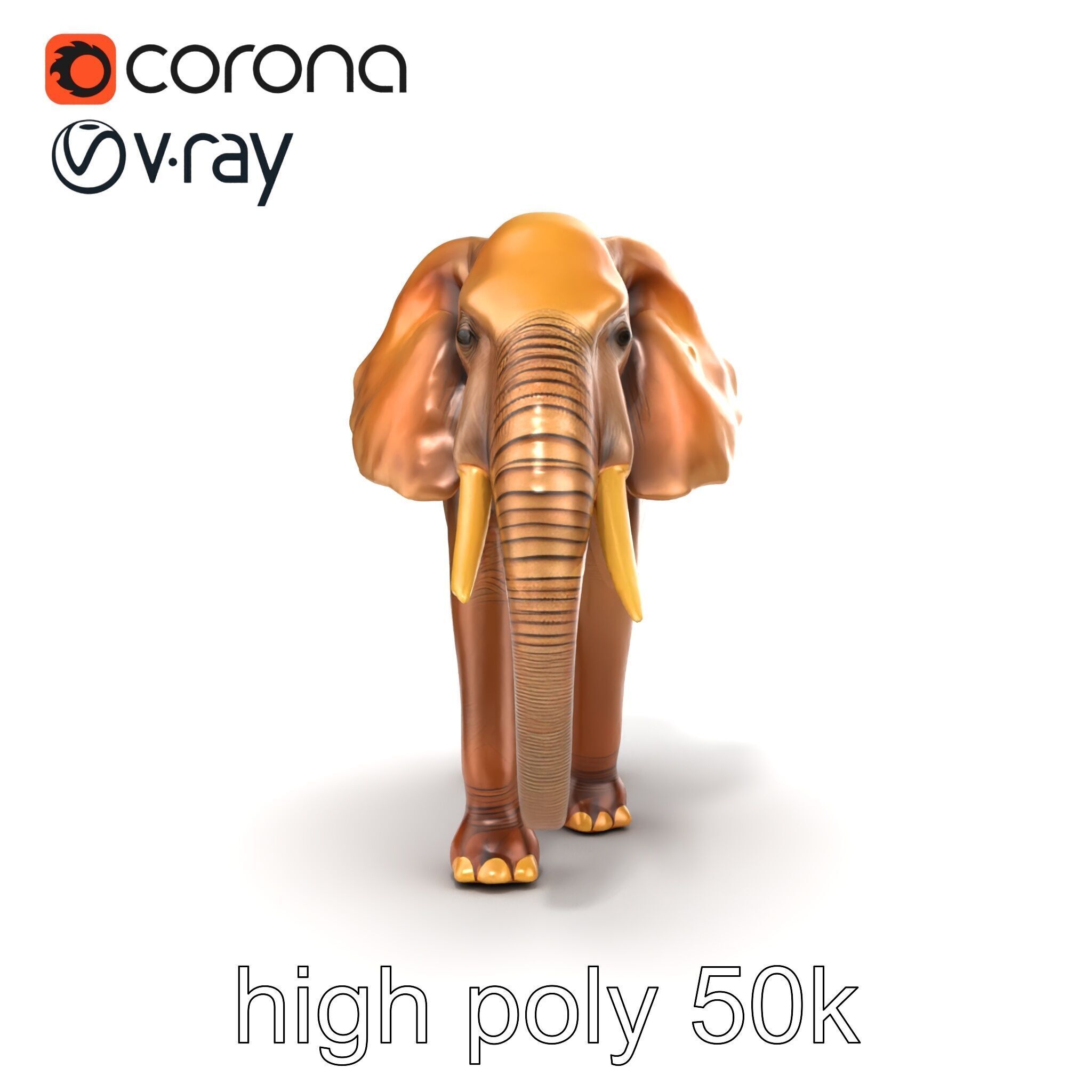 Elephant with Natural Scratches D model pack Low-poly 3D model_21