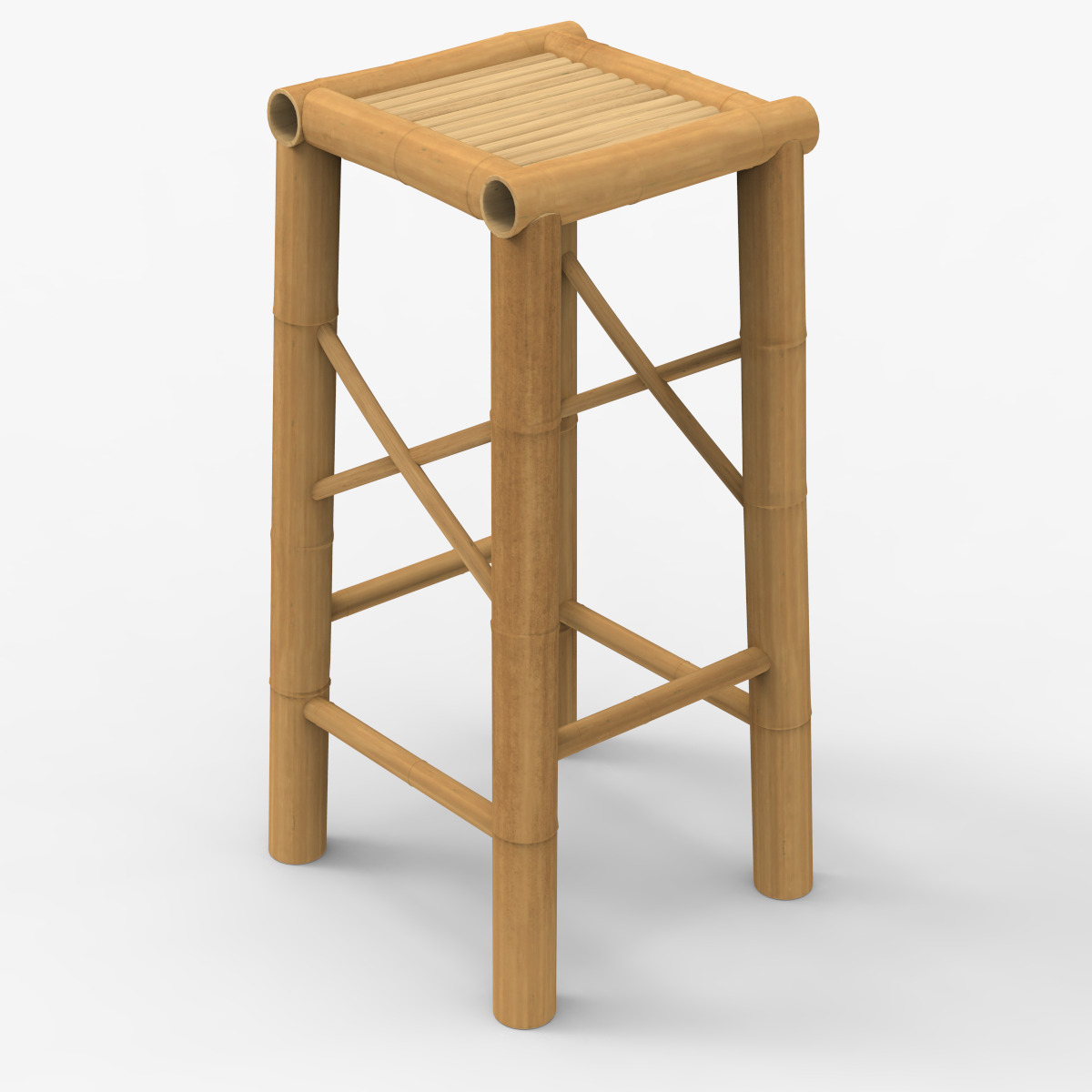 Bamboo Stool 3D model_6