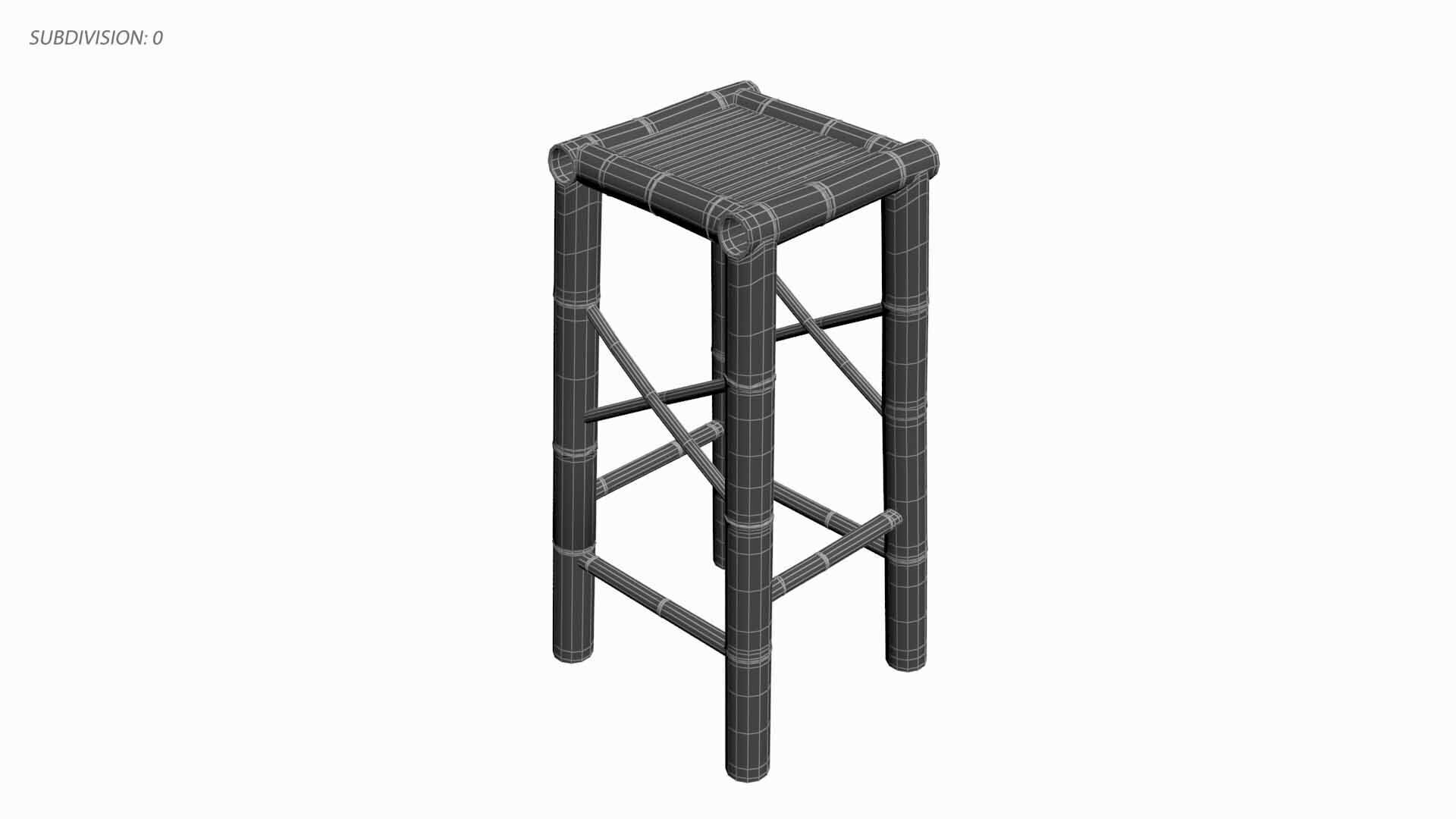 Bamboo Stool 3D model_7