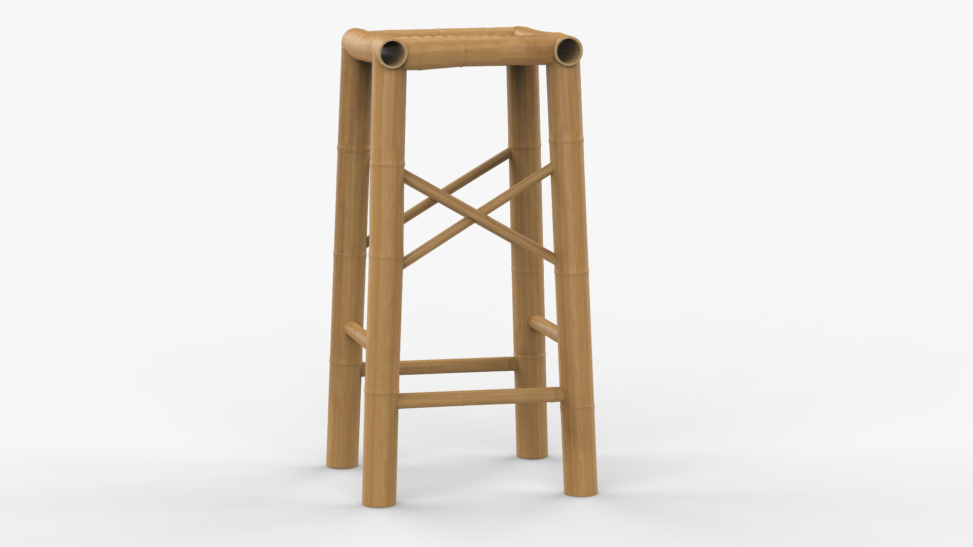 Bamboo Stool 3D model_2