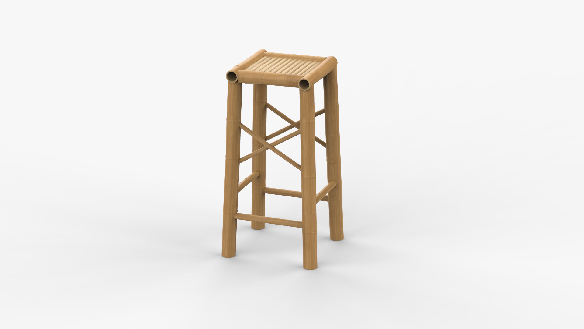 Bamboo Stool 3D model_3