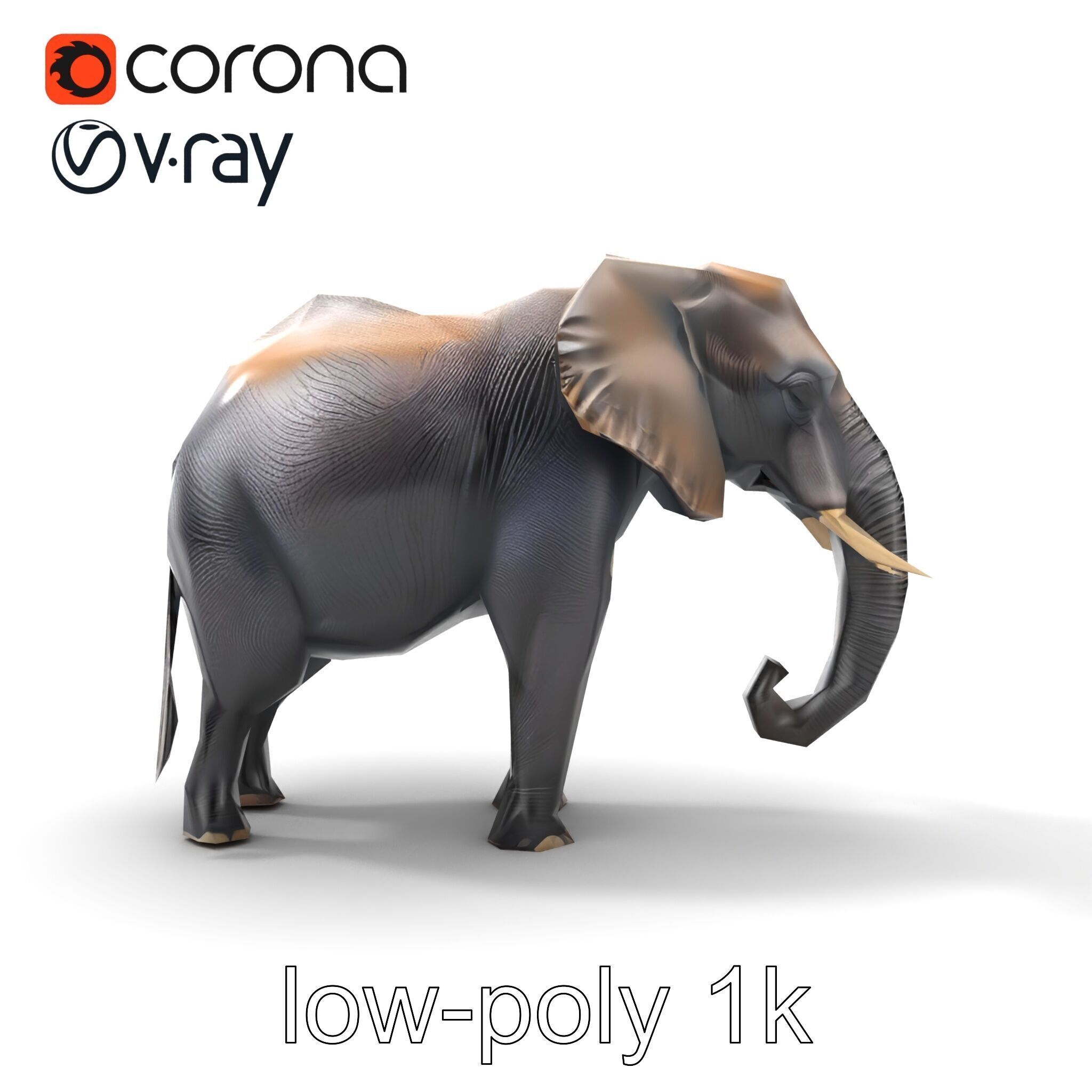 Glossy Elephant Wildlife Sculpture model pack Low-poly 3D model_27