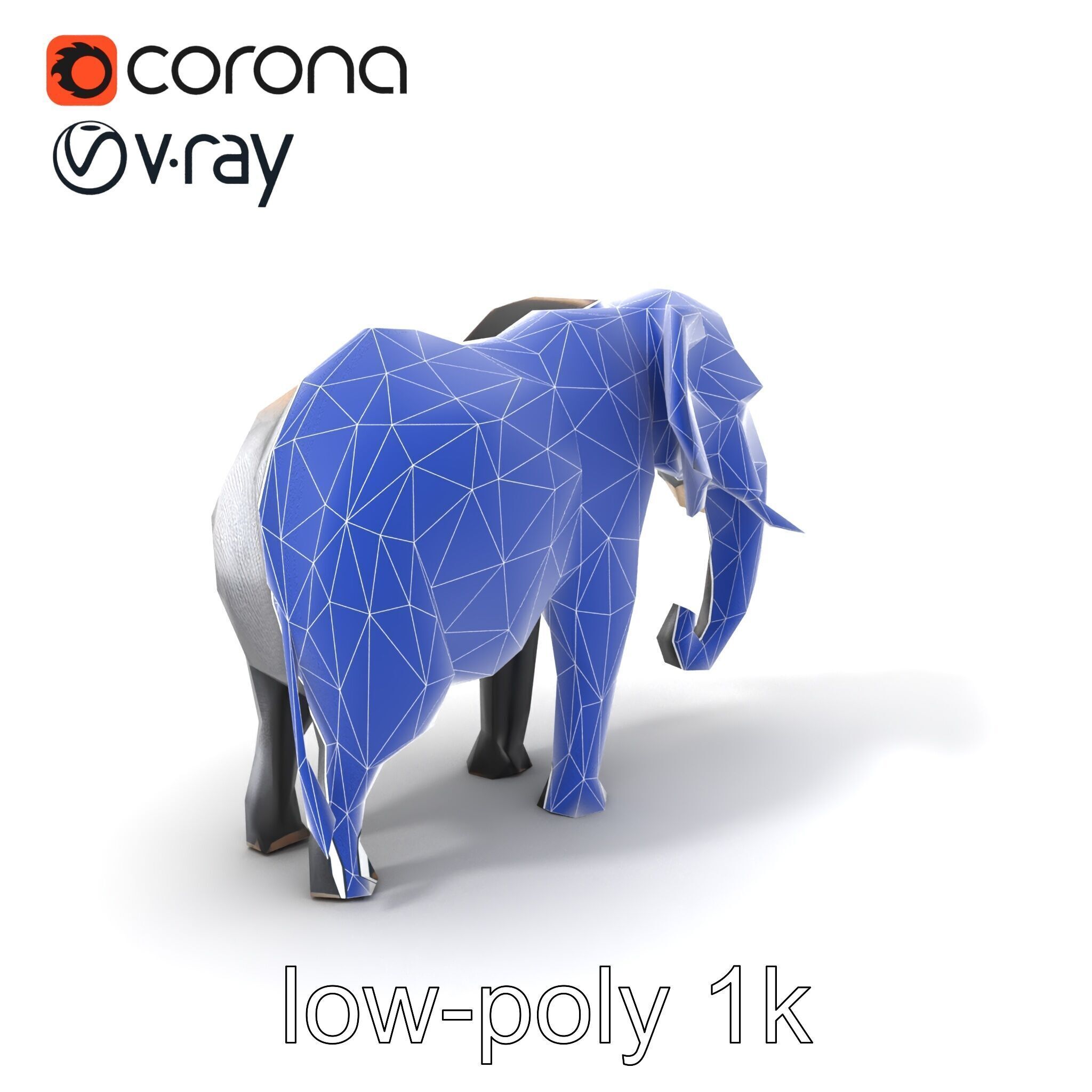 Glossy Elephant Wildlife Sculpture model pack Low-poly 3D model_7