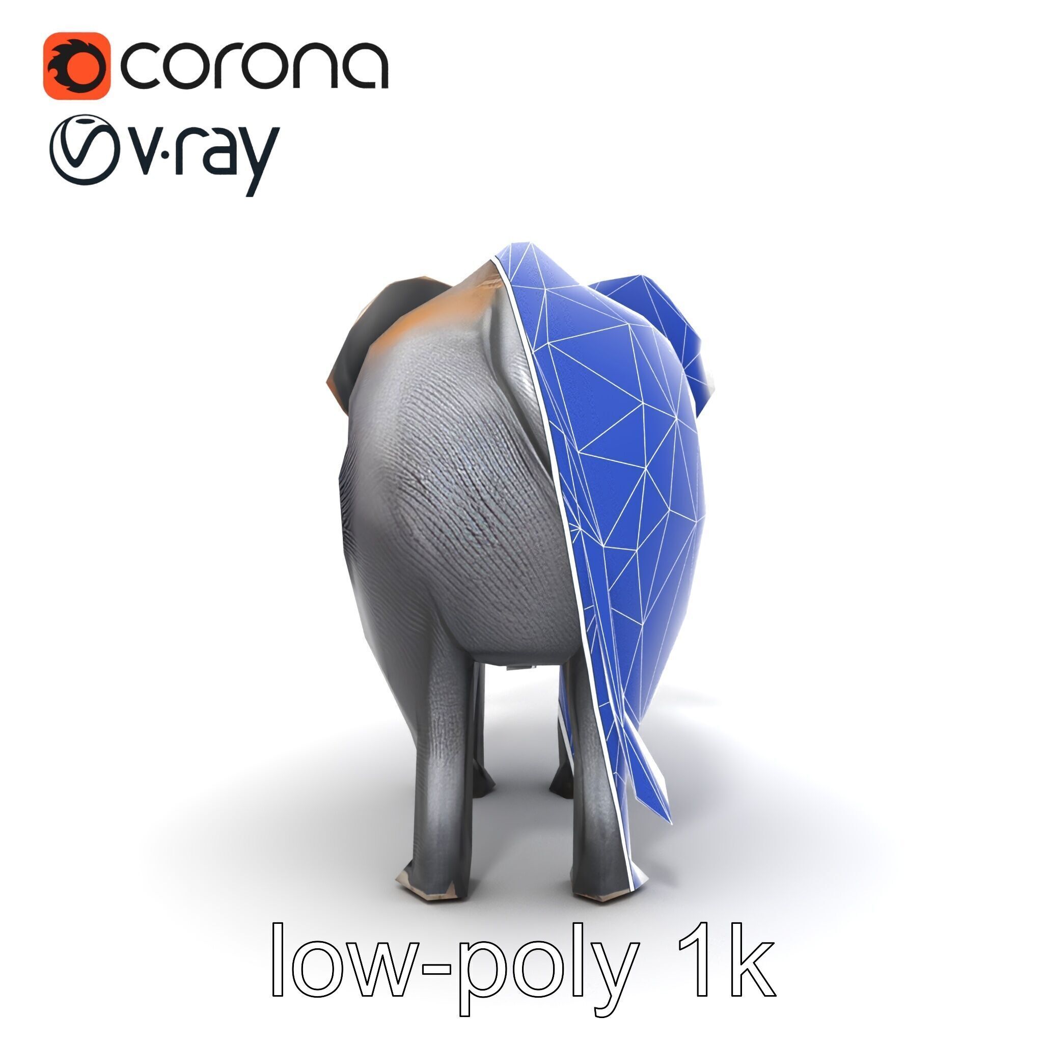 Glossy Elephant Wildlife Sculpture model pack Low-poly 3D model_24