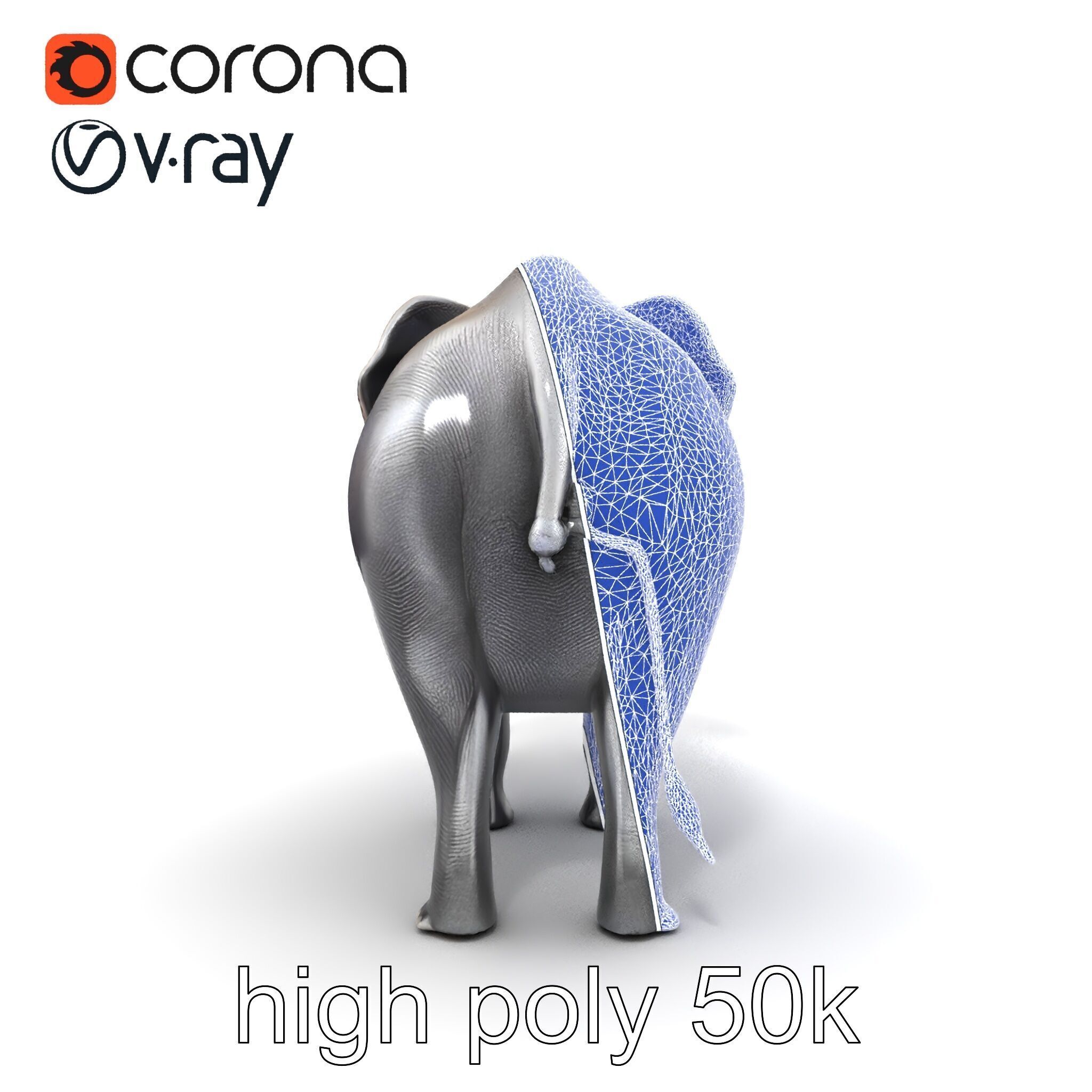 Glossy Elephant Wildlife Sculpture model pack Low-poly 3D model_25