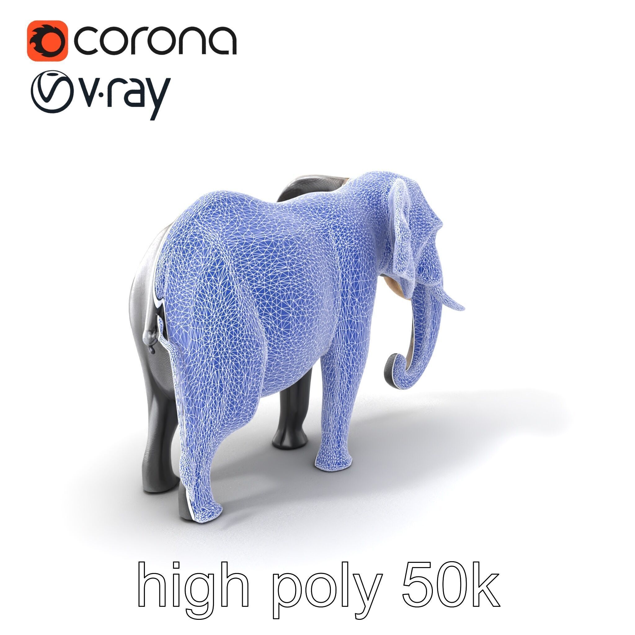 Glossy Elephant Wildlife Sculpture model pack Low-poly 3D model_10