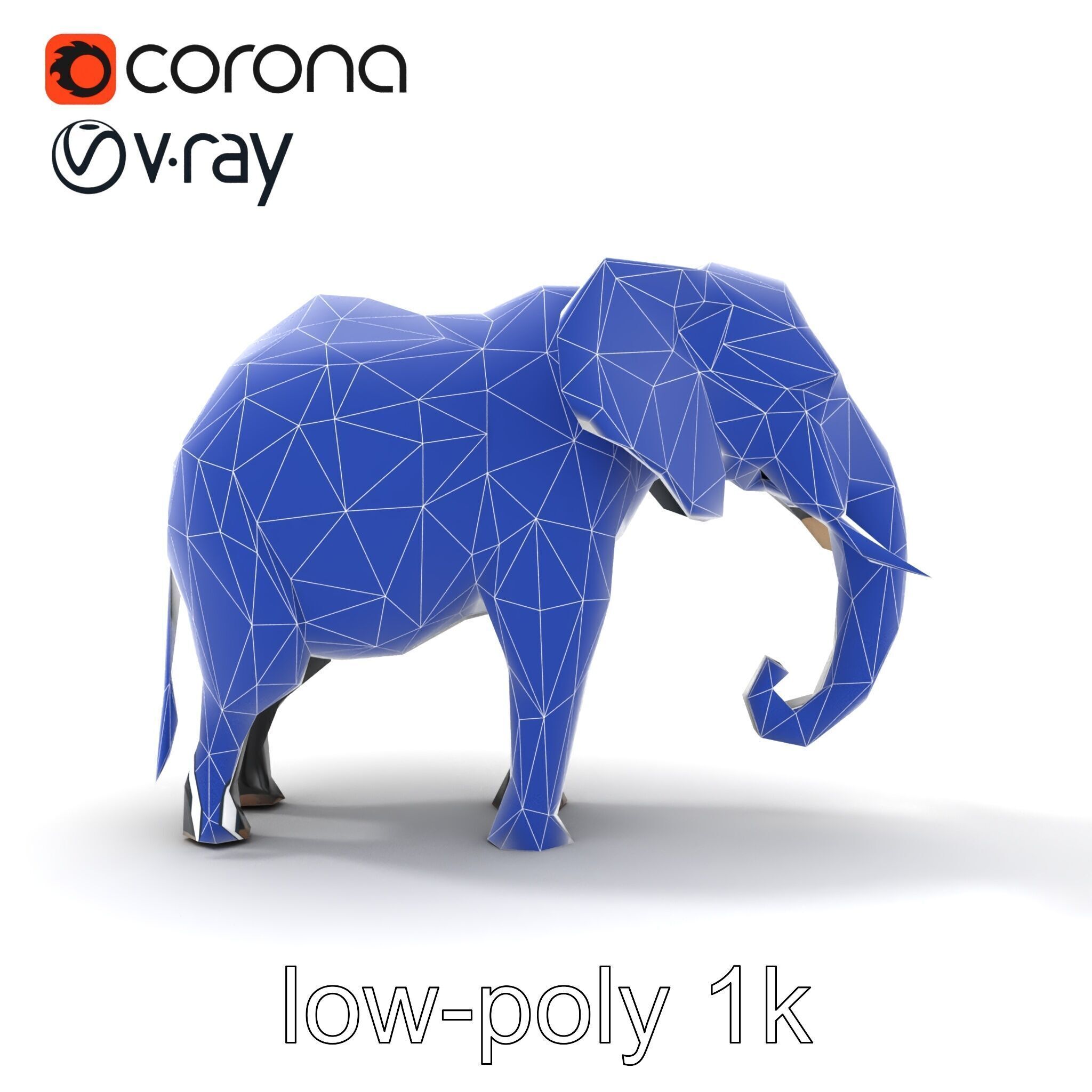 Glossy Elephant Wildlife Sculpture model pack Low-poly 3D model_30