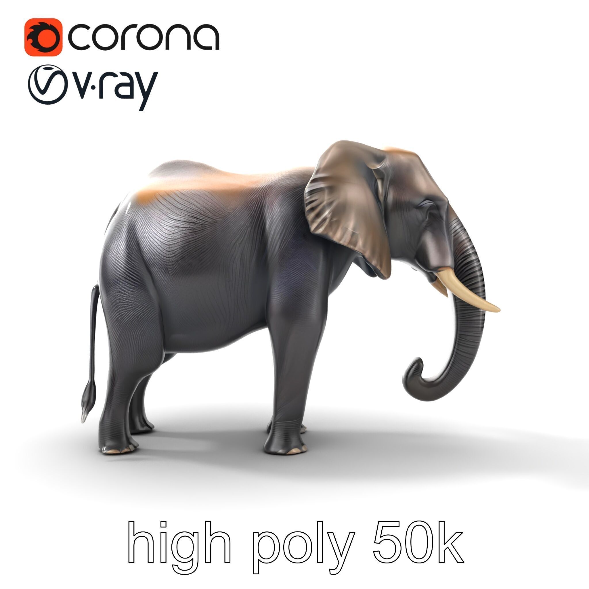 Glossy Elephant Wildlife Sculpture model pack Low-poly 3D model_29
