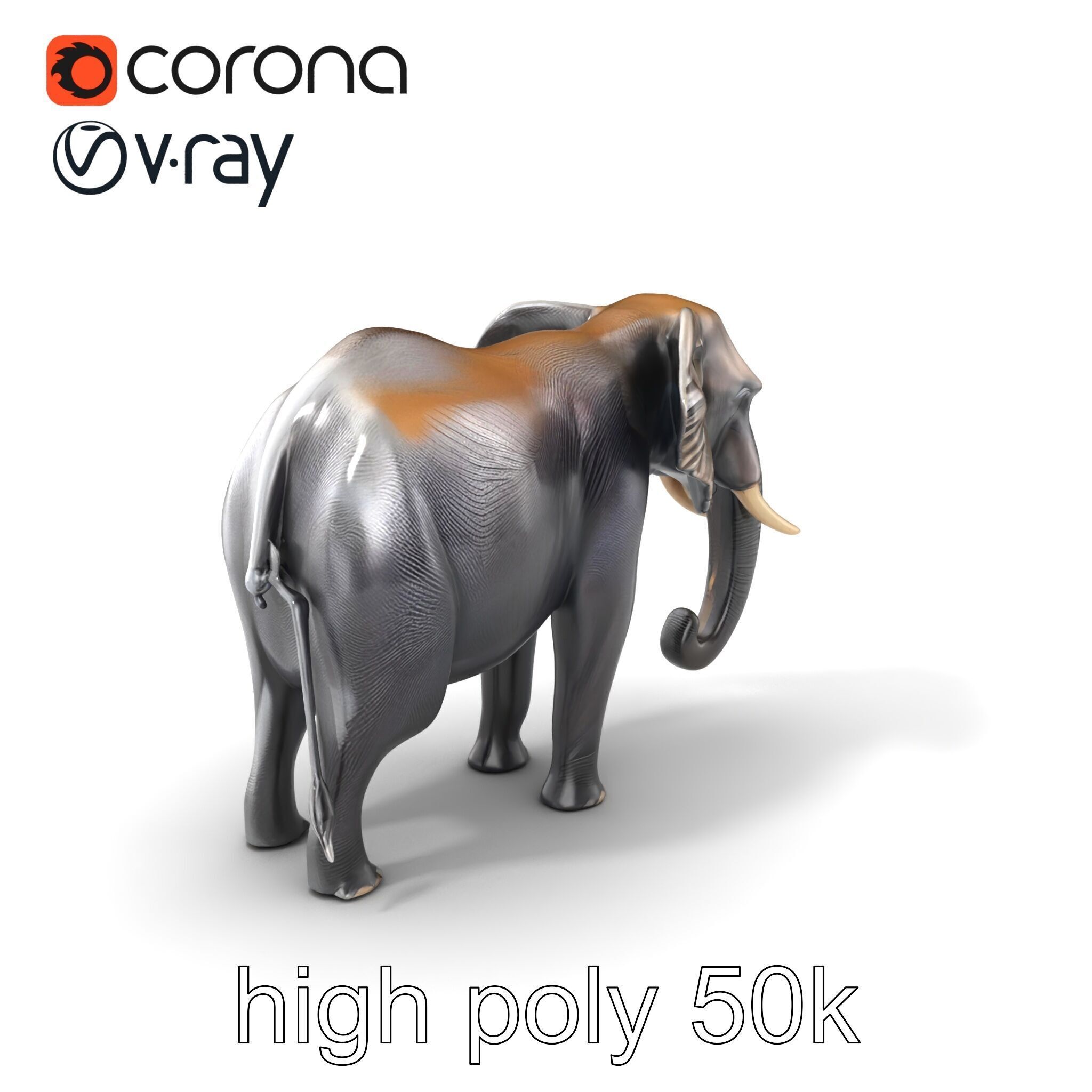 Glossy Elephant Wildlife Sculpture model pack Low-poly 3D model_2