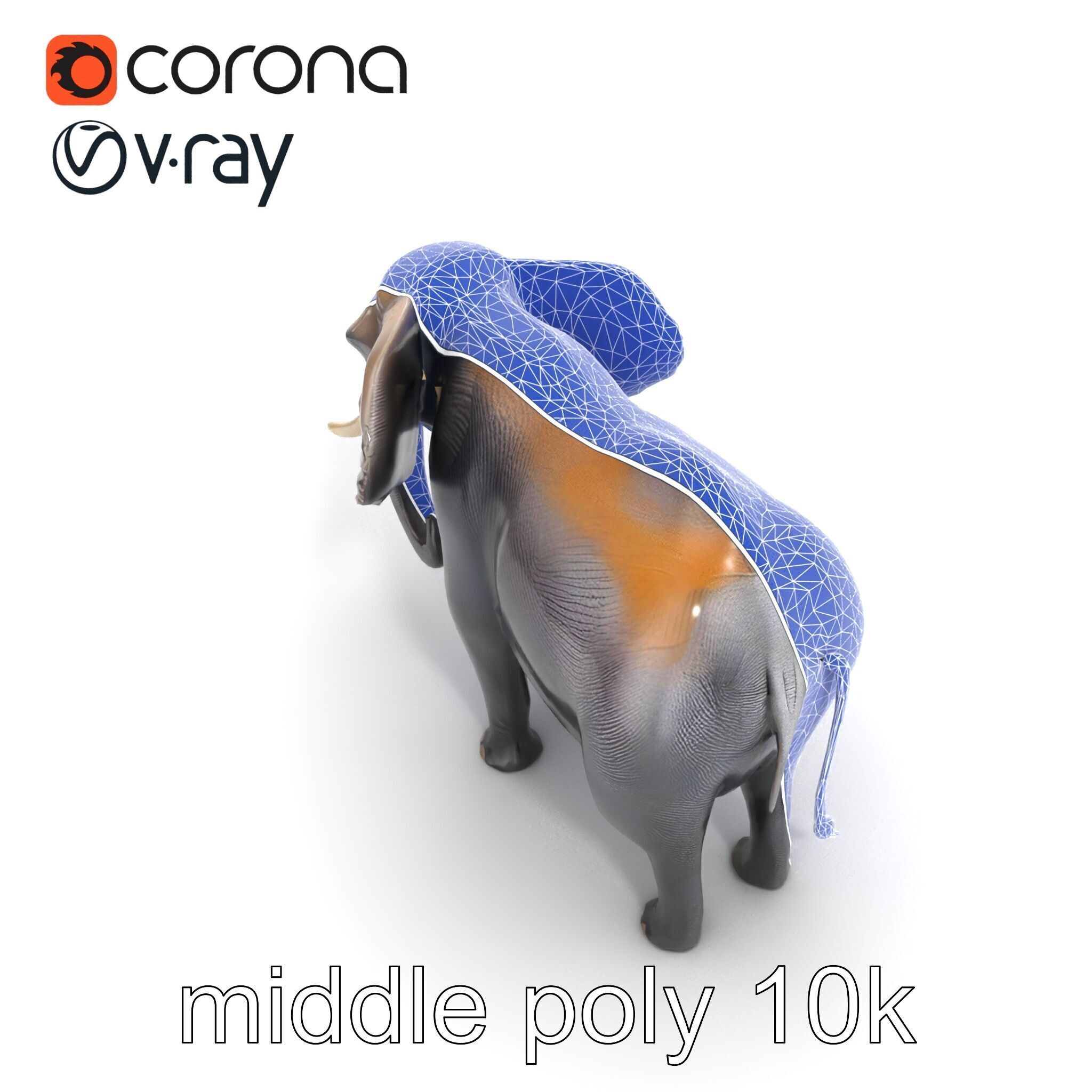 Glossy Elephant Wildlife Sculpture model pack Low-poly 3D model_14