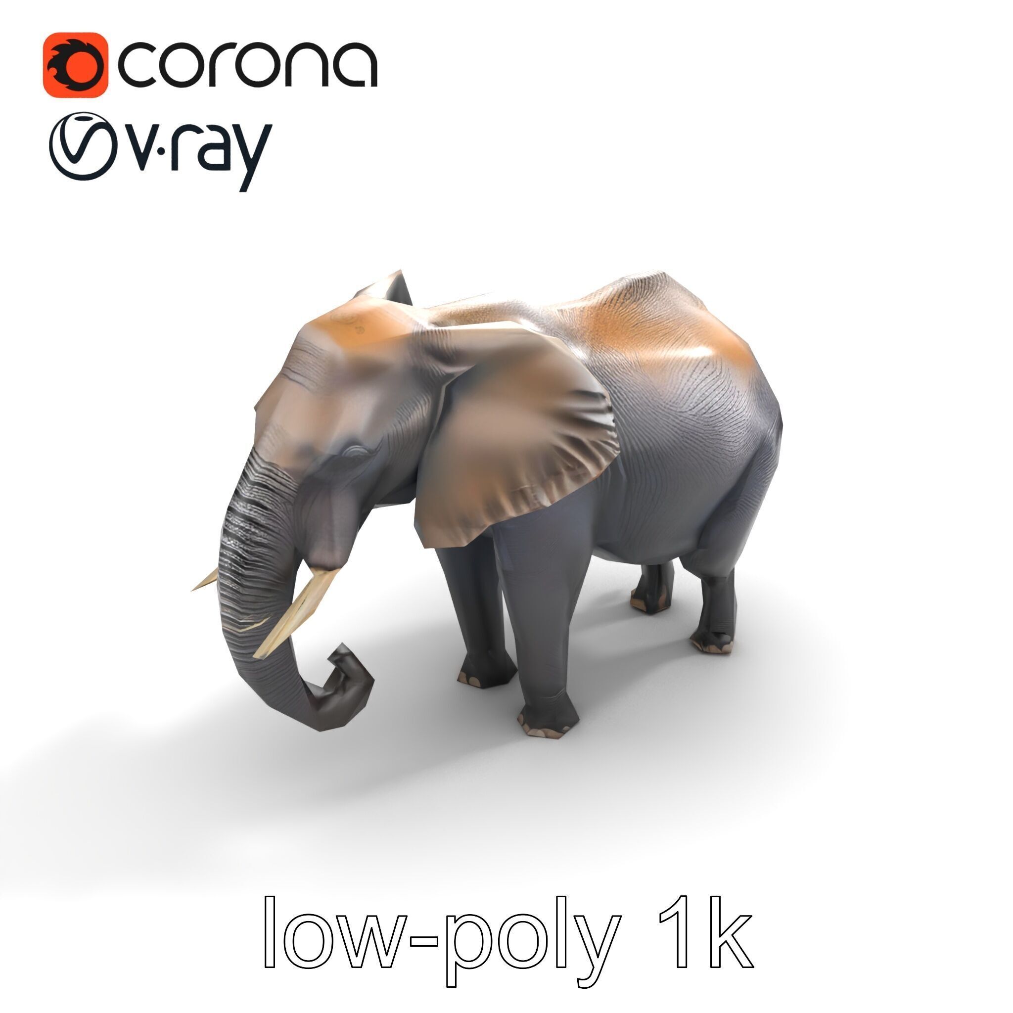 Glossy Elephant Wildlife Sculpture model pack Low-poly 3D model_9