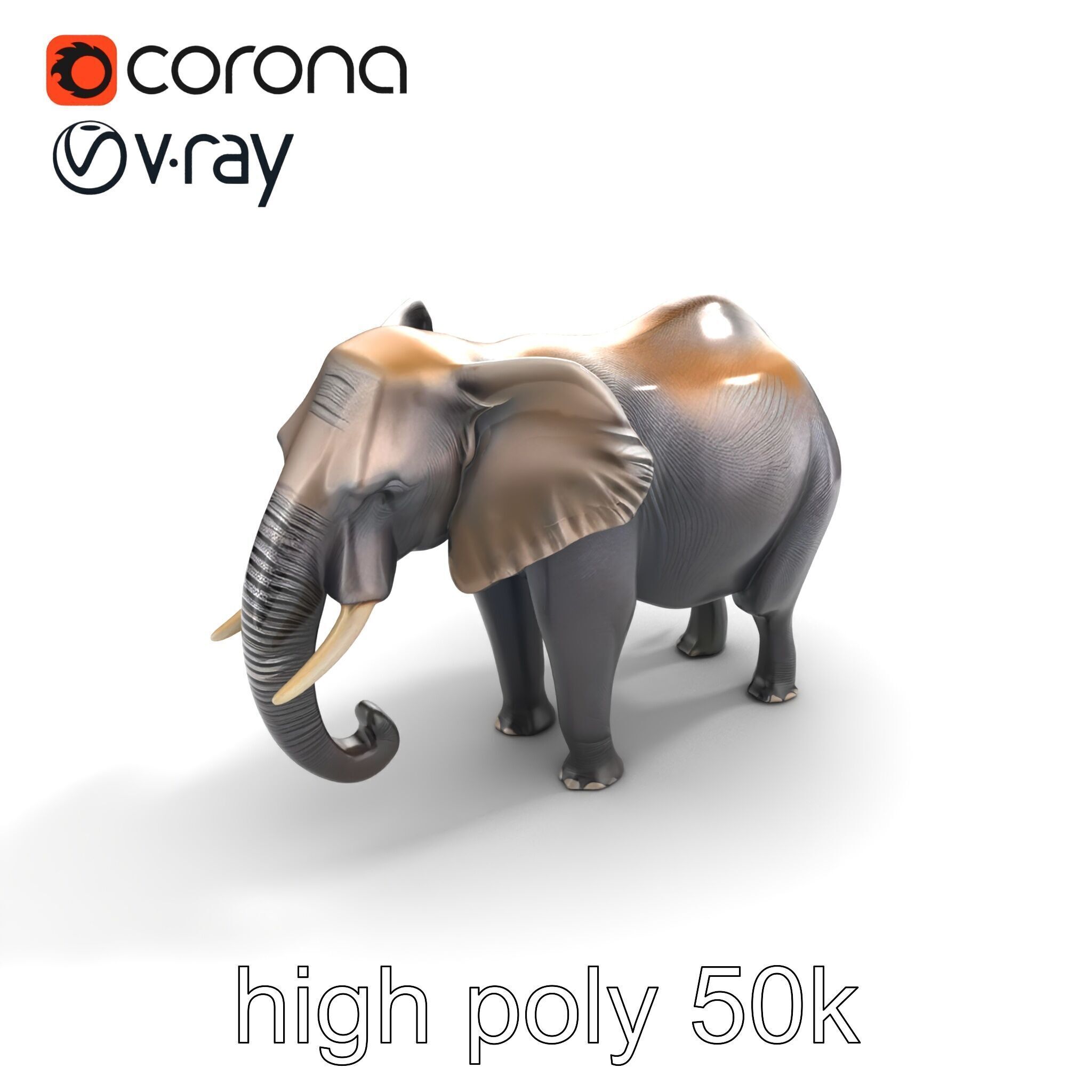 Glossy Elephant Wildlife Sculpture model pack Low-poly 3D model_13