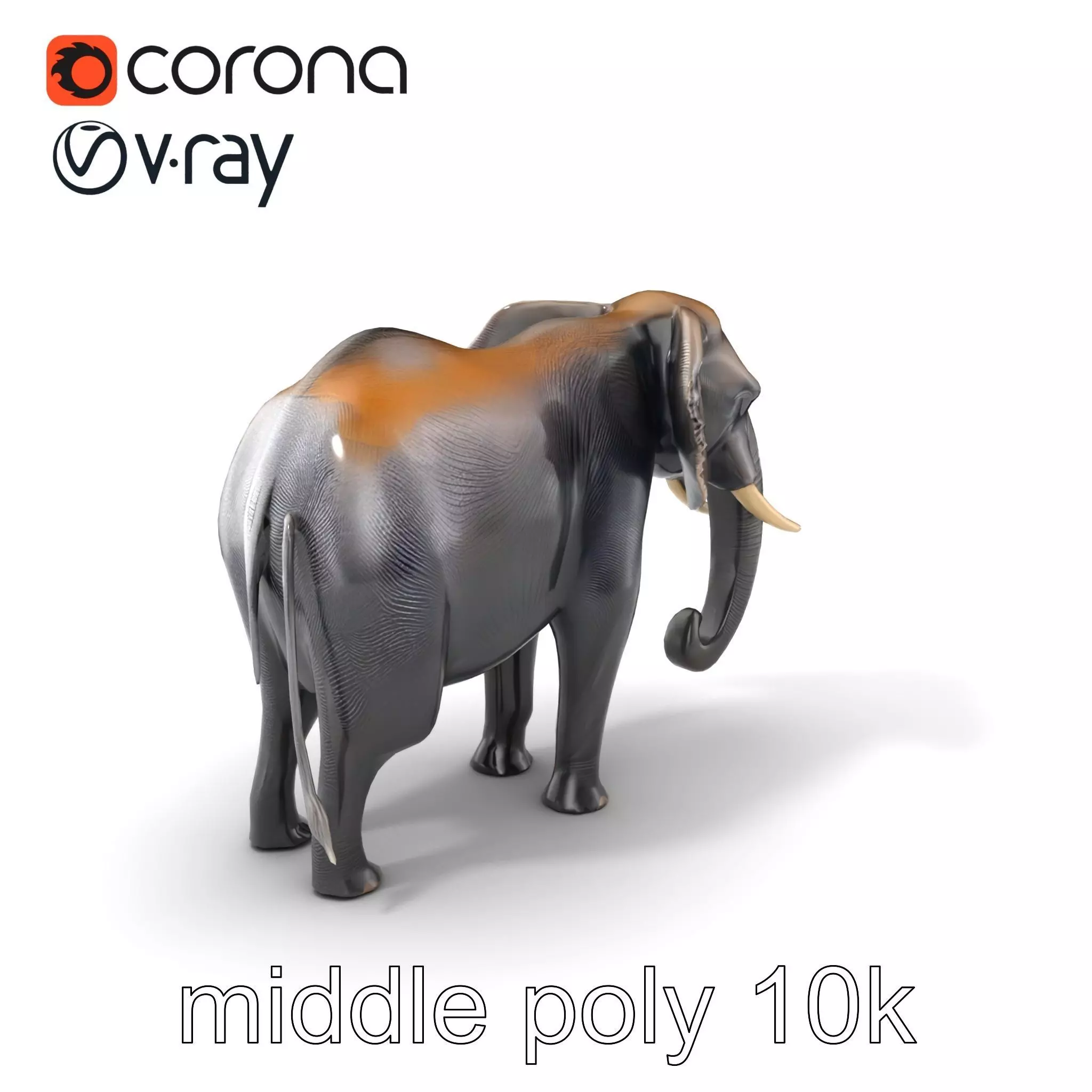 Glossy Elephant Wildlife Sculpture model pack Low-poly 3D model_0