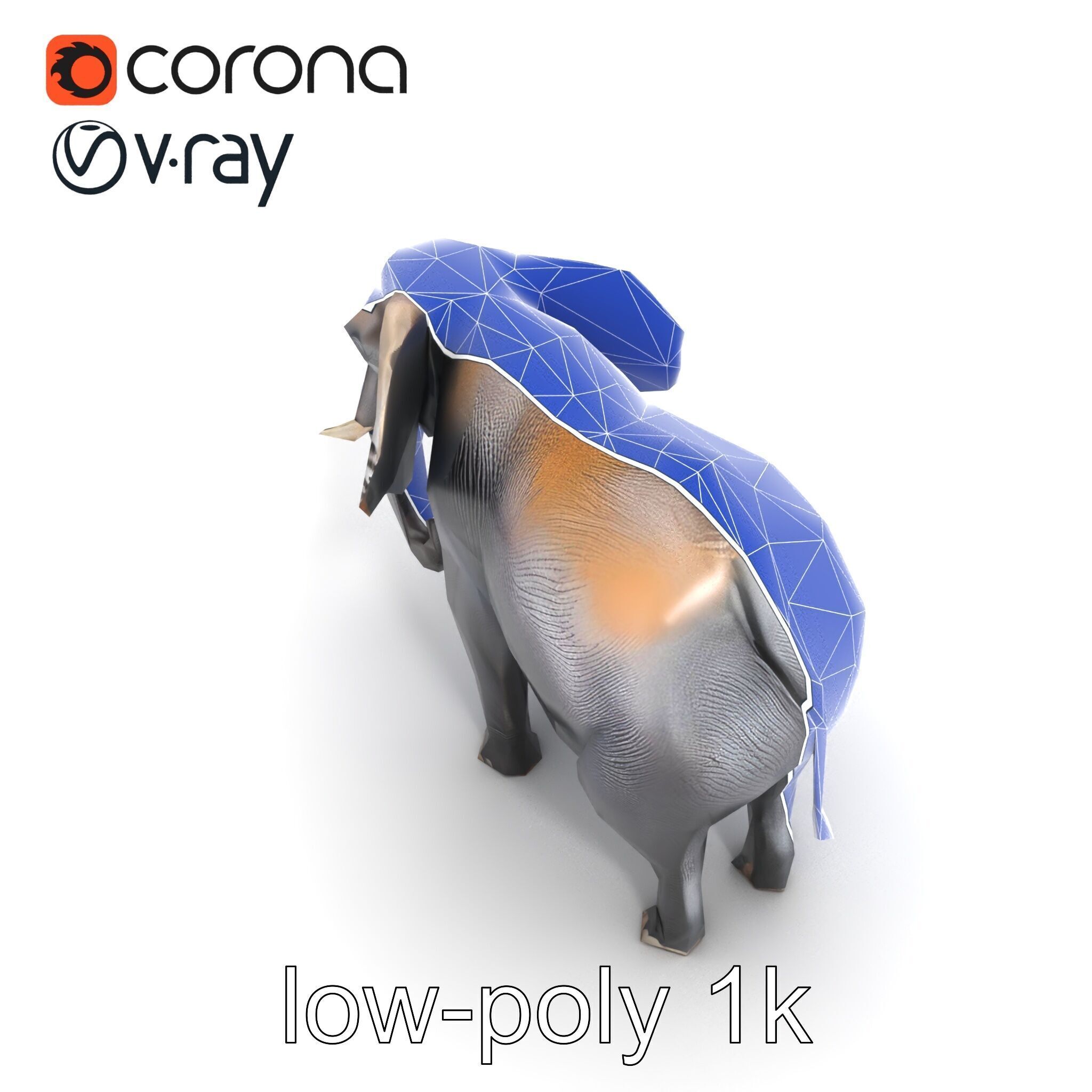 Glossy Elephant Wildlife Sculpture model pack Low-poly 3D model_15