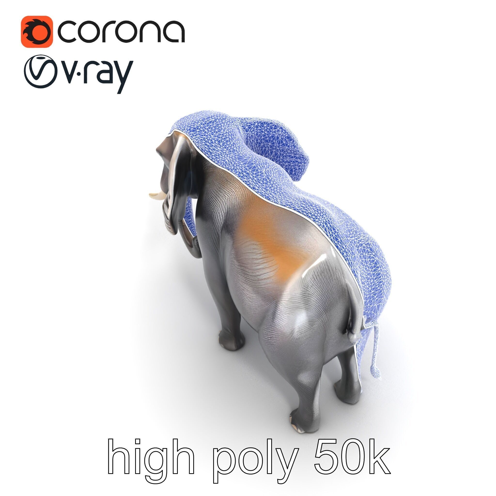 Glossy Elephant Wildlife Sculpture model pack Low-poly 3D model_17