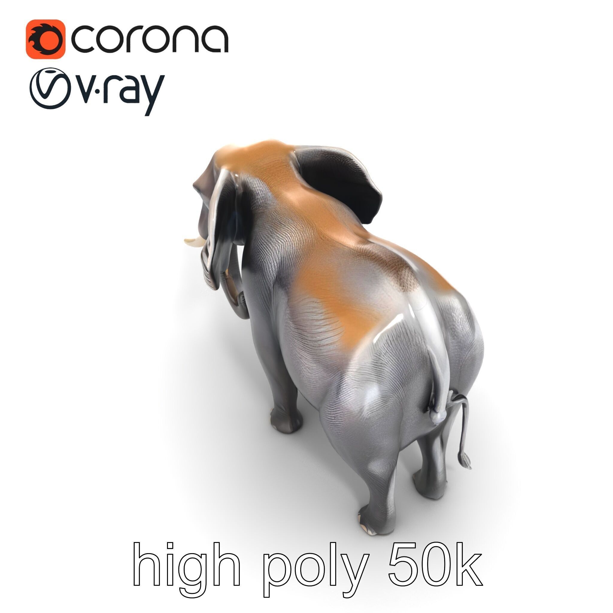 Glossy Elephant Wildlife Sculpture model pack Low-poly 3D model_16