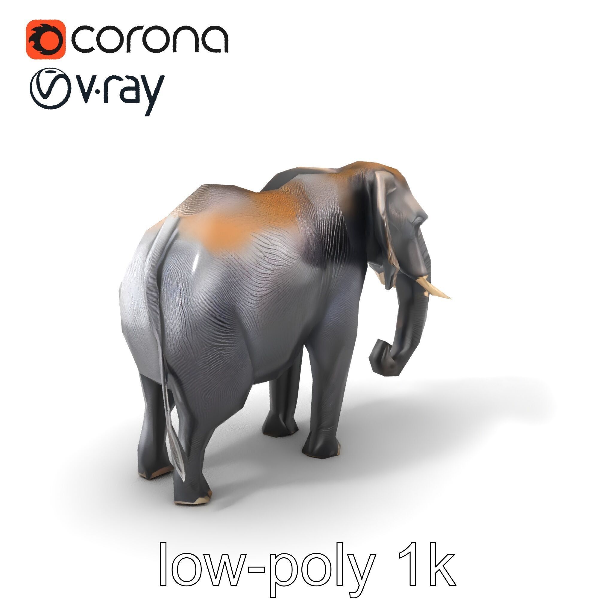 Glossy Elephant Wildlife Sculpture model pack Low-poly 3D model_5