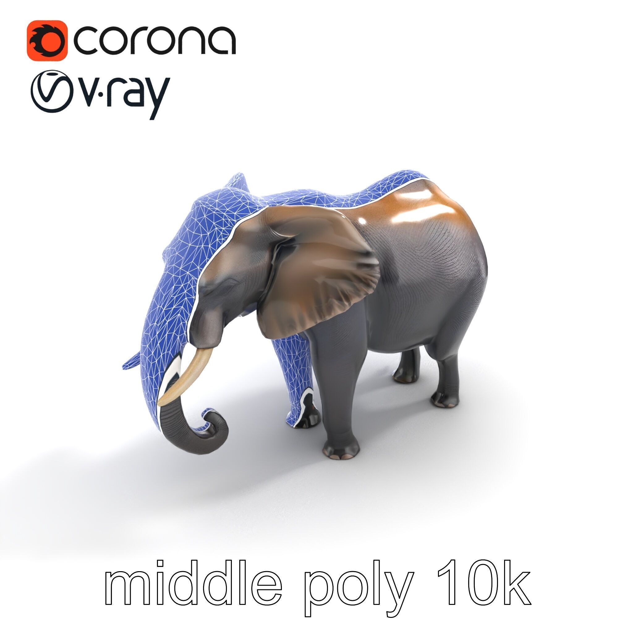 Glossy Elephant Wildlife Sculpture model pack Low-poly 3D model_11