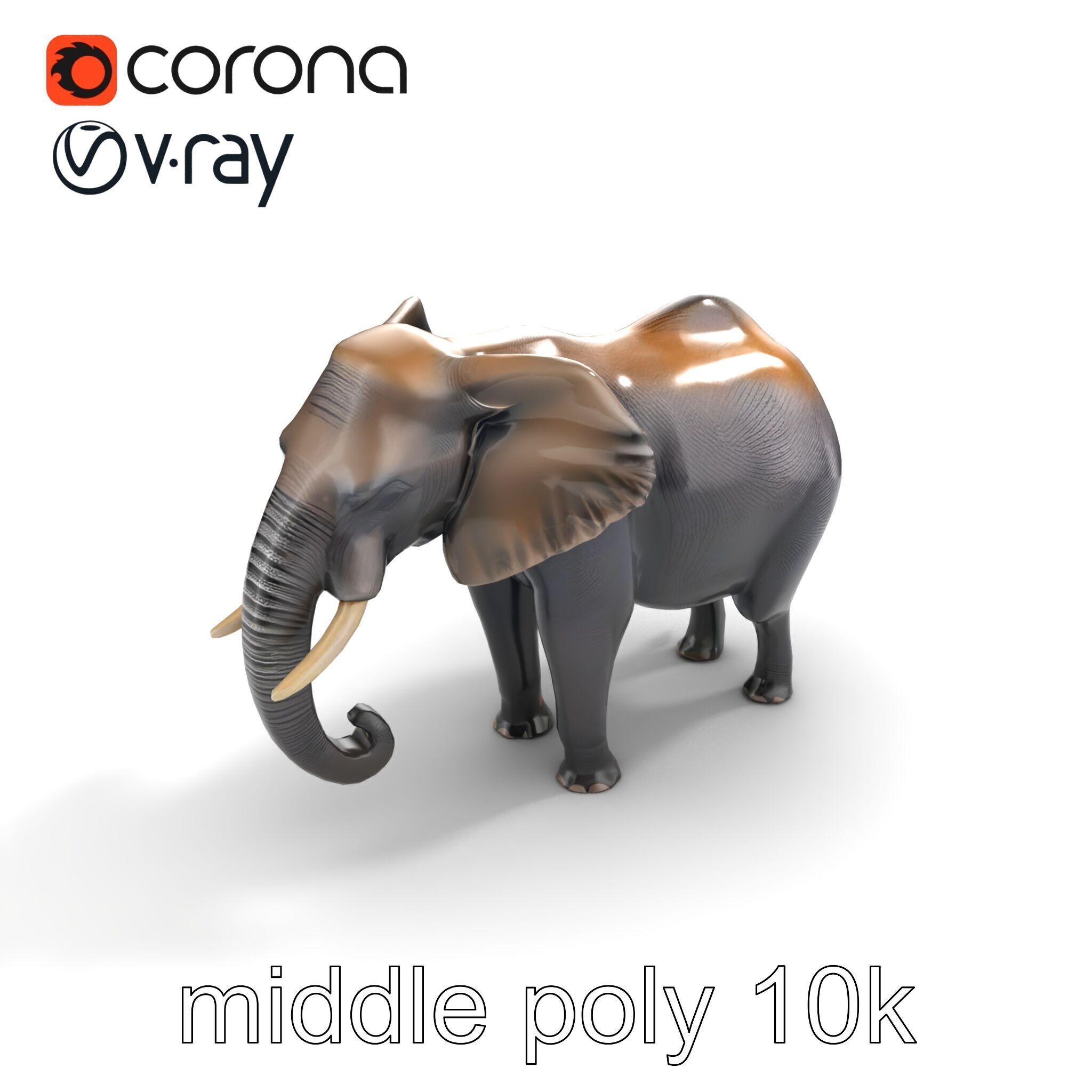 Glossy Elephant Wildlife Sculpture model pack Low-poly 3D model_8