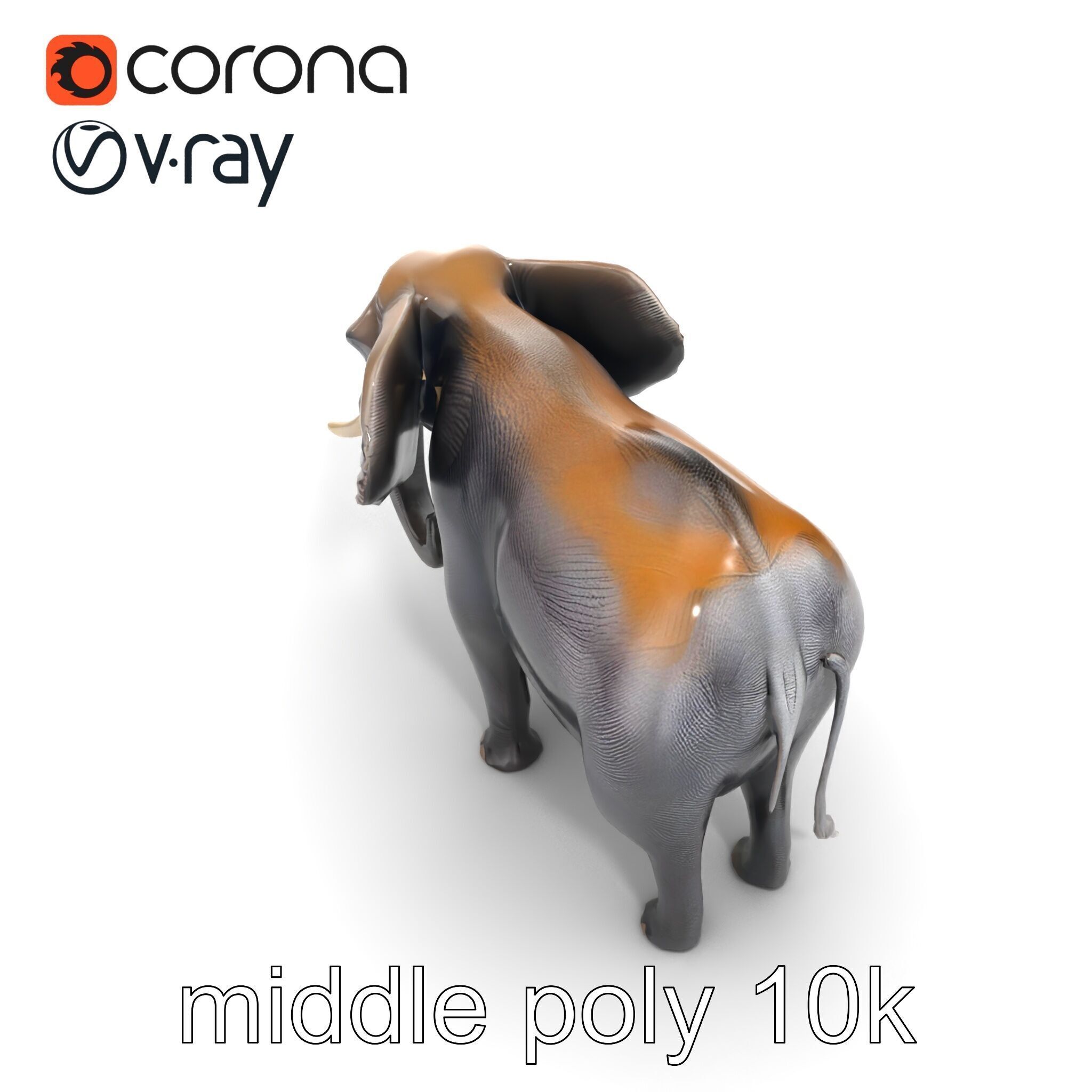 Glossy Elephant Wildlife Sculpture model pack Low-poly 3D model_31