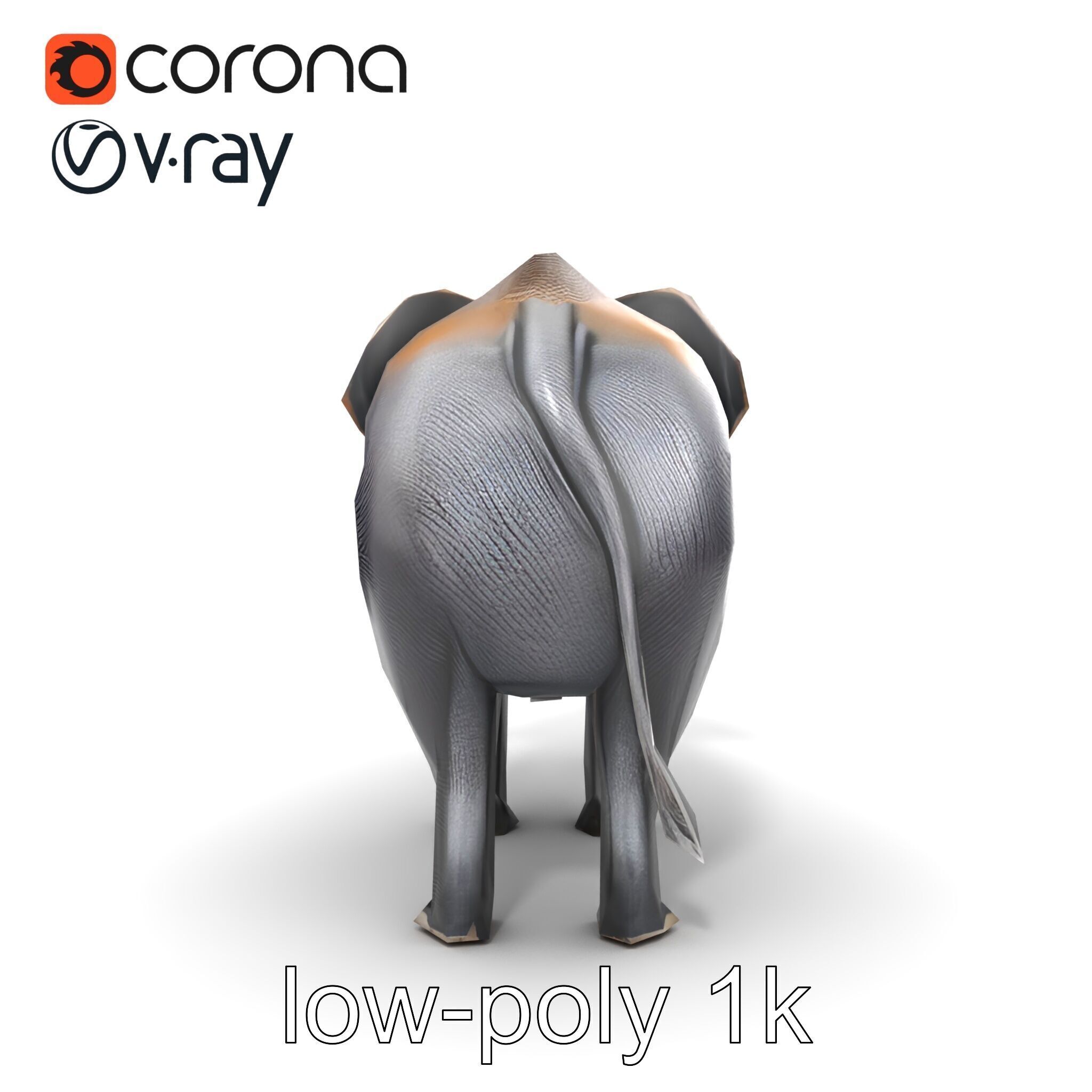 Glossy Elephant Wildlife Sculpture model pack Low-poly 3D model_21