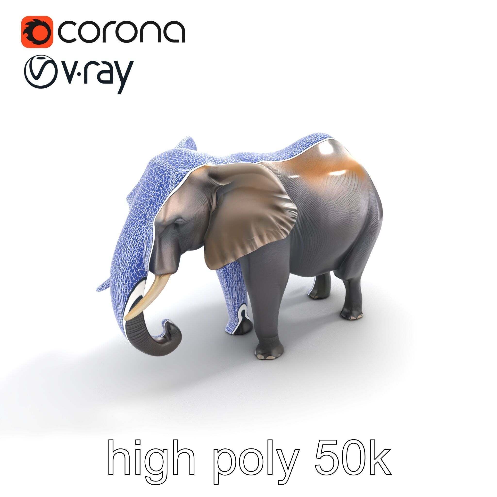 Glossy Elephant Wildlife Sculpture model pack Low-poly 3D model_23