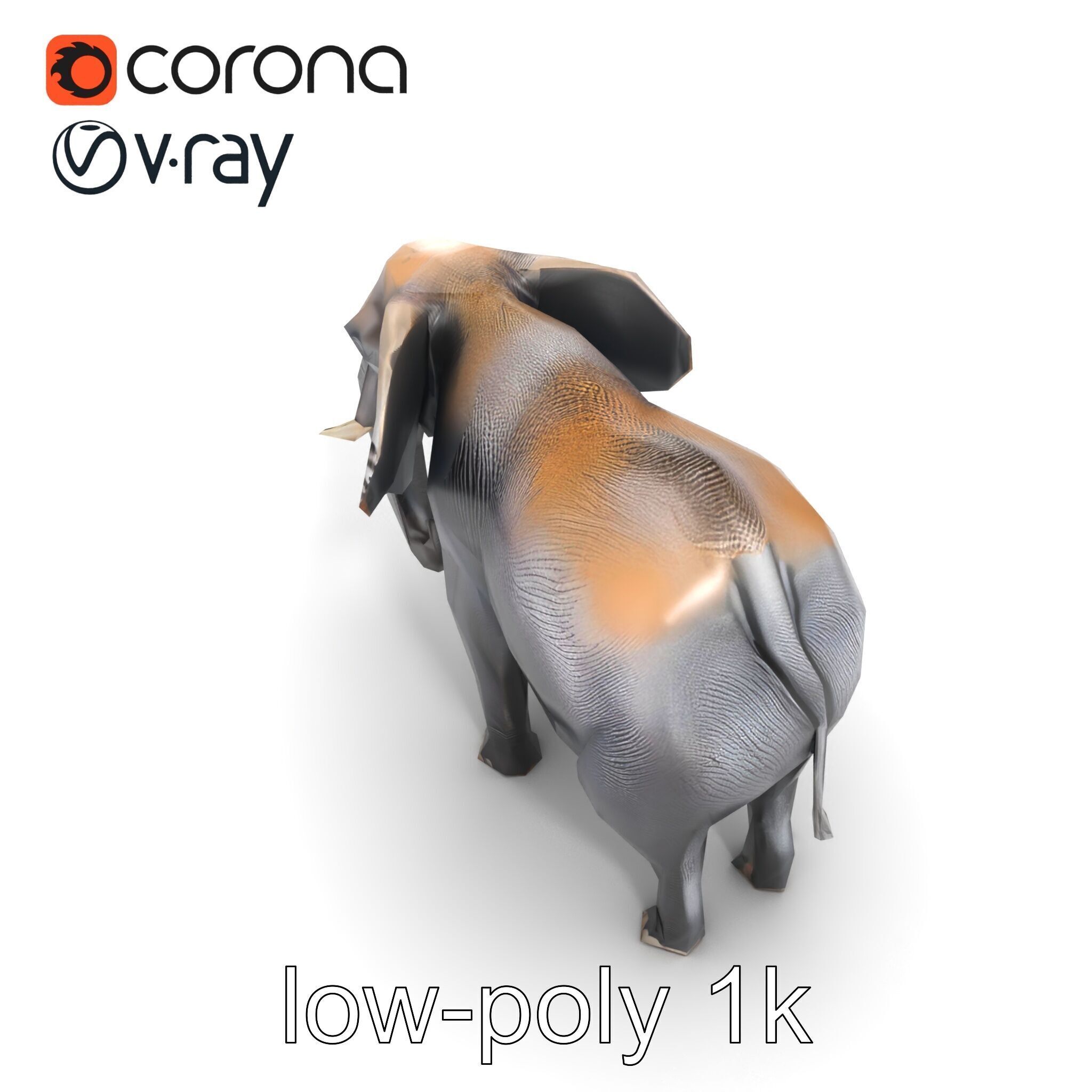 Glossy Elephant Wildlife Sculpture model pack Low-poly 3D model_26