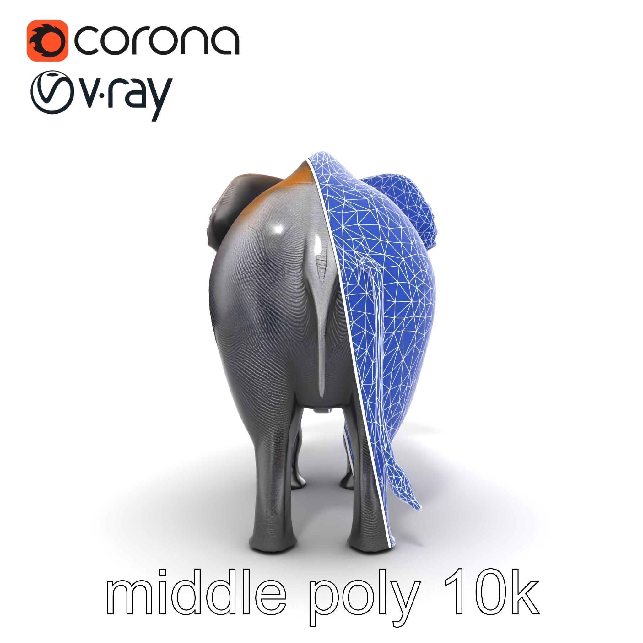 Glossy Elephant Wildlife Sculpture model pack Low-poly 3D model_18