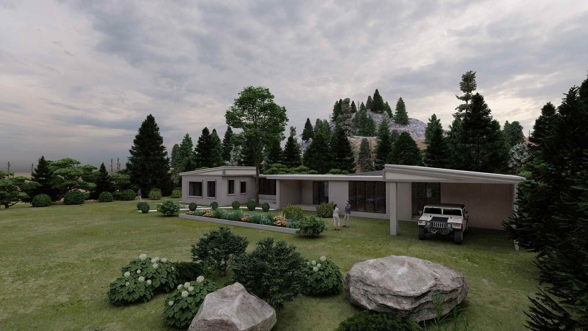 Forest villa-Casa Scene-Modern Villa 3D model_11