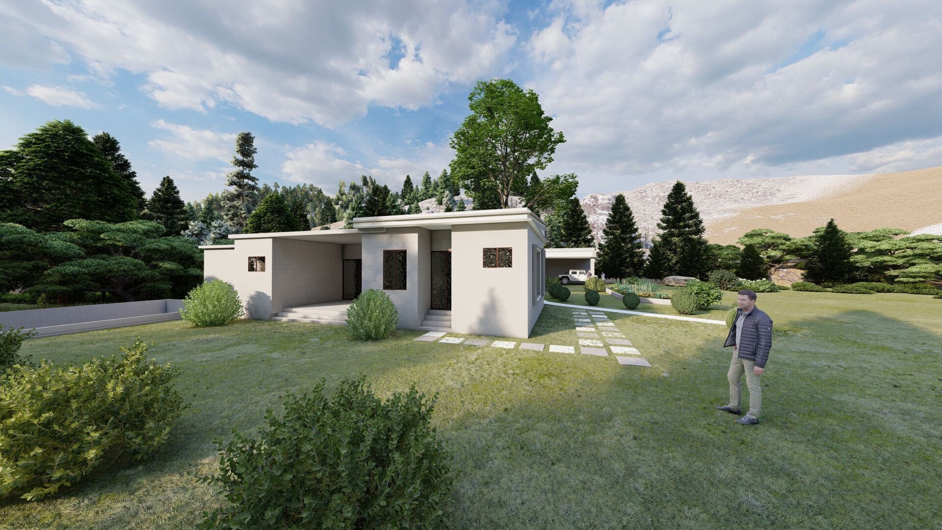 Forest villa-Casa Scene-Modern Villa 3D model_6
