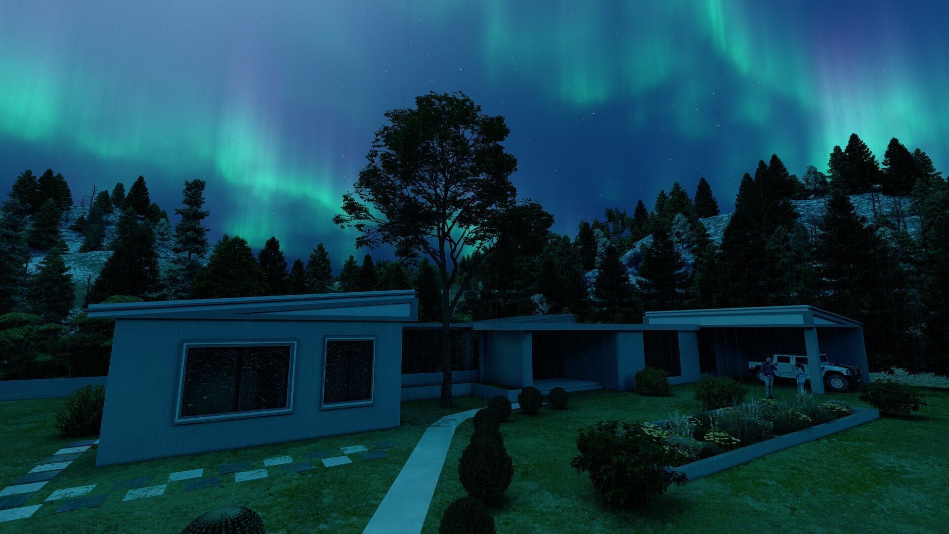 Forest villa-Casa Scene-Modern Villa 3D model_21