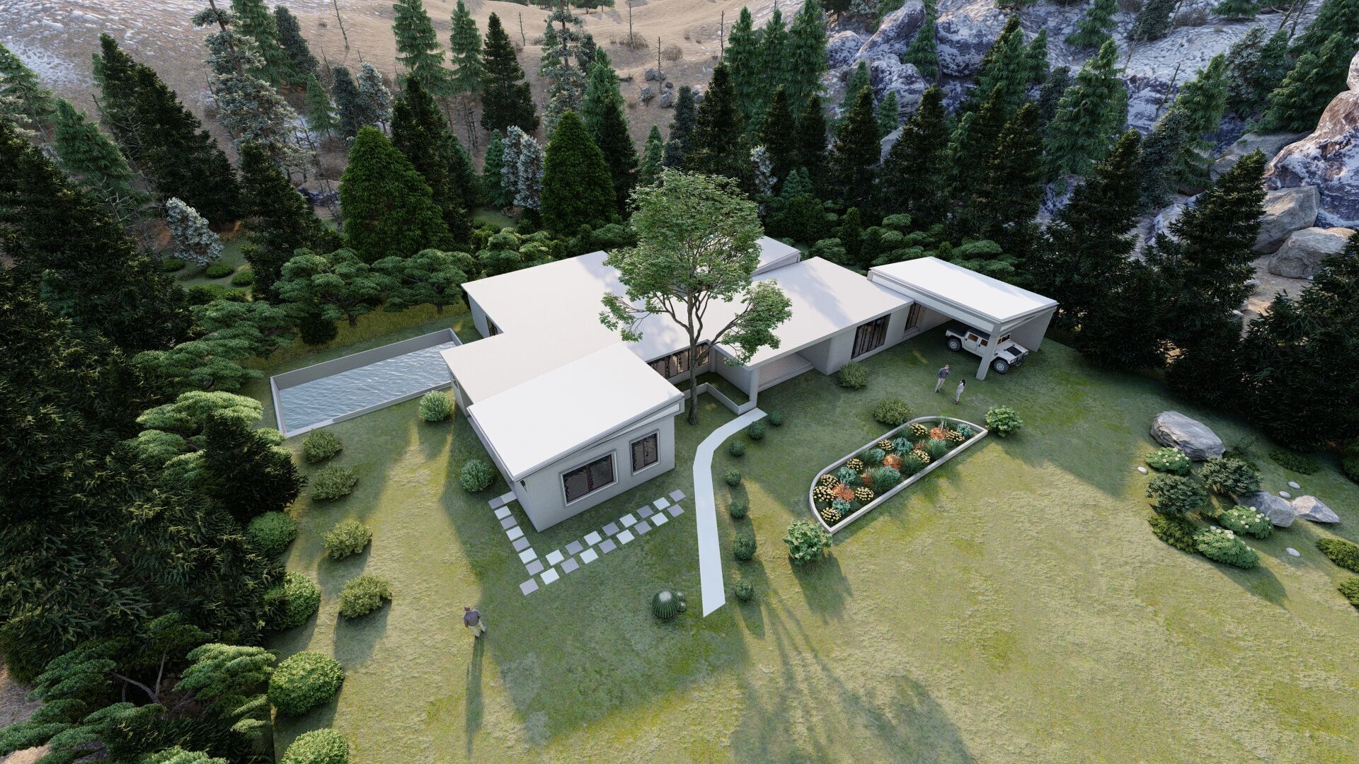 Forest villa-Casa Scene-Modern Villa 3D model_2