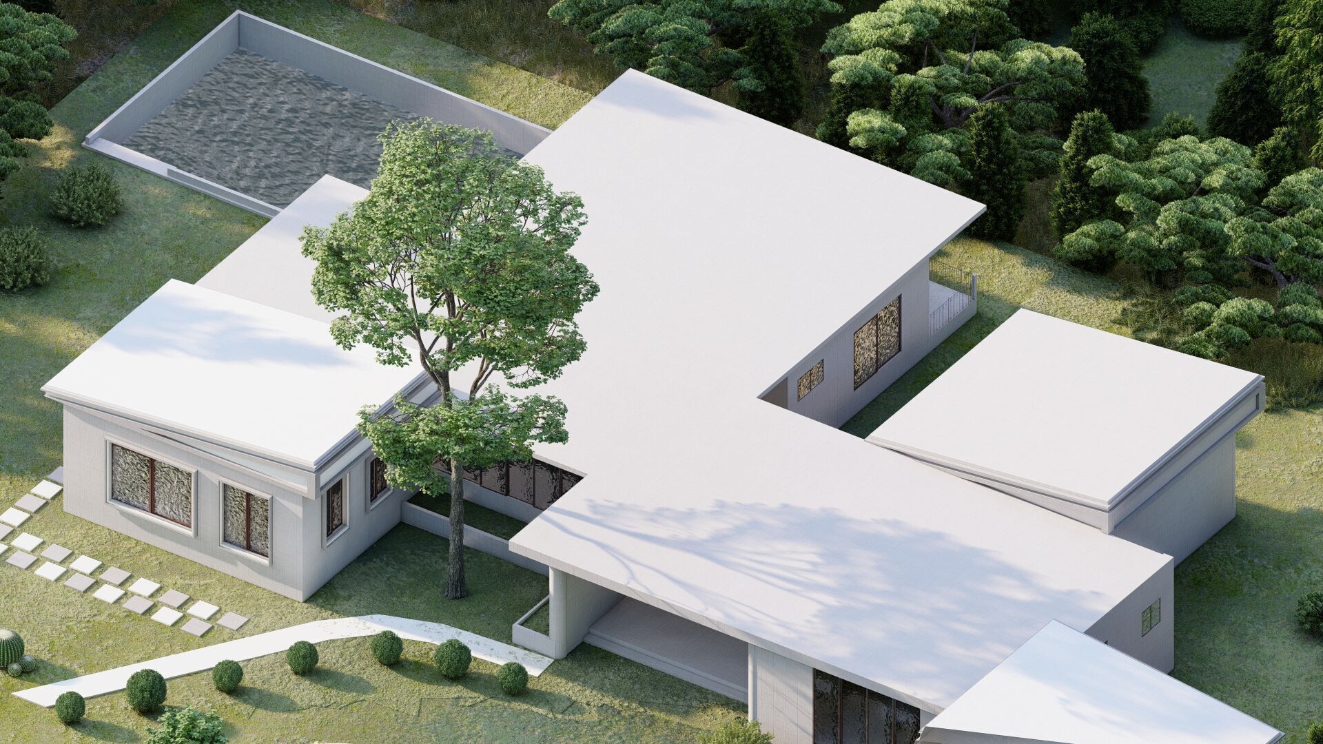 Forest villa-Casa Scene-Modern Villa 3D model_15