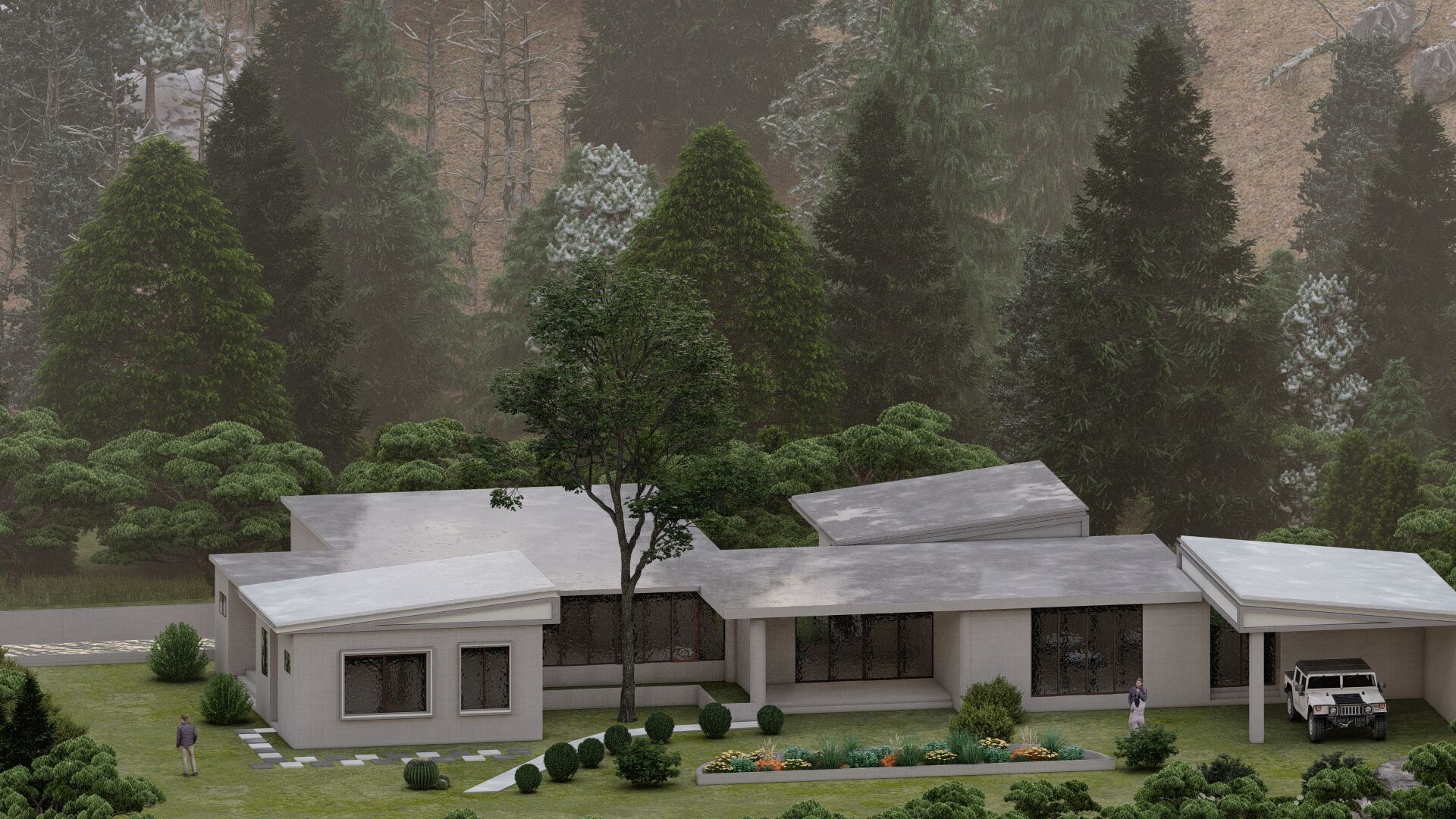 Forest villa-Casa Scene-Modern Villa 3D model_20