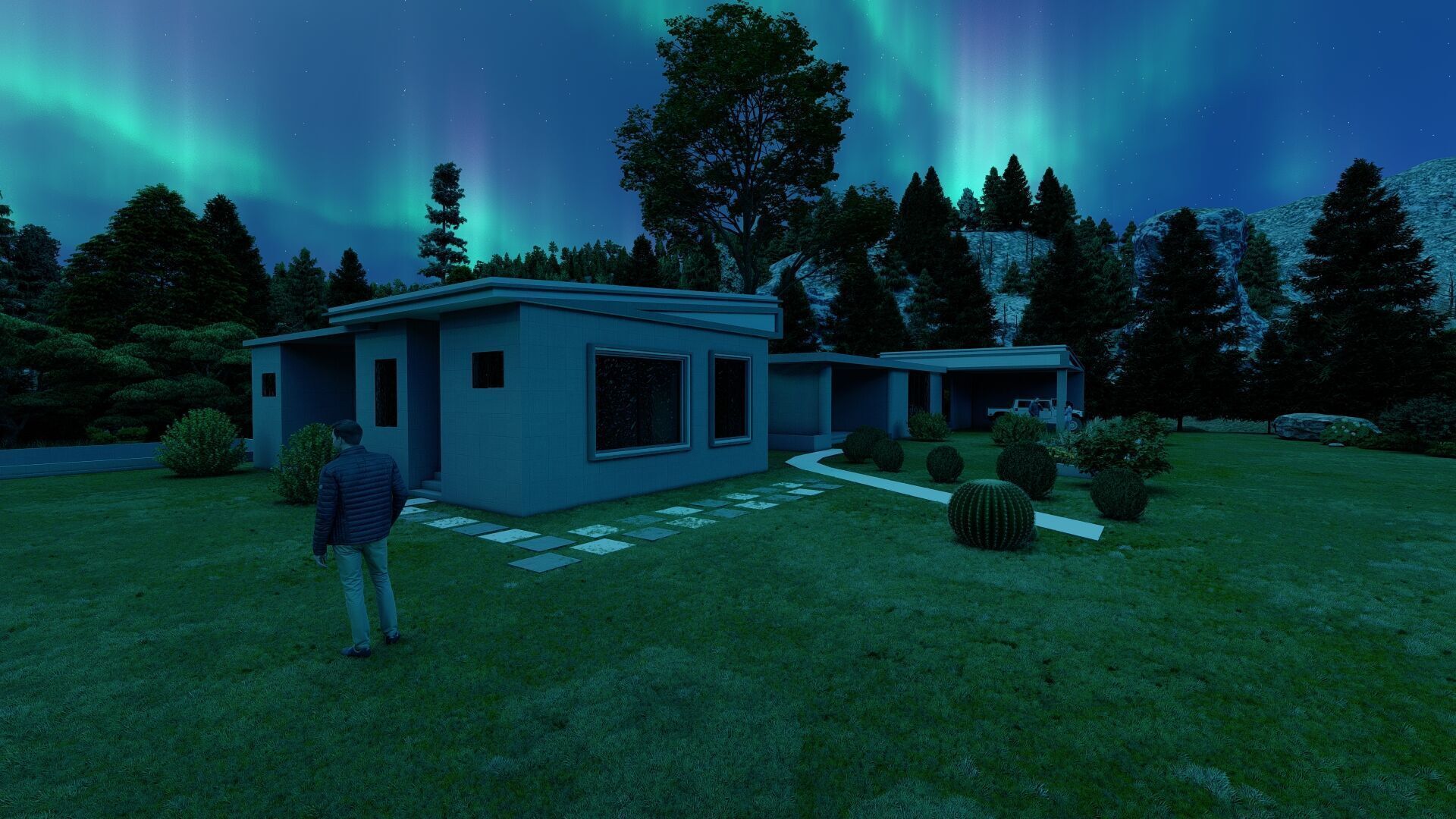 Forest villa-Casa Scene-Modern Villa 3D model_12