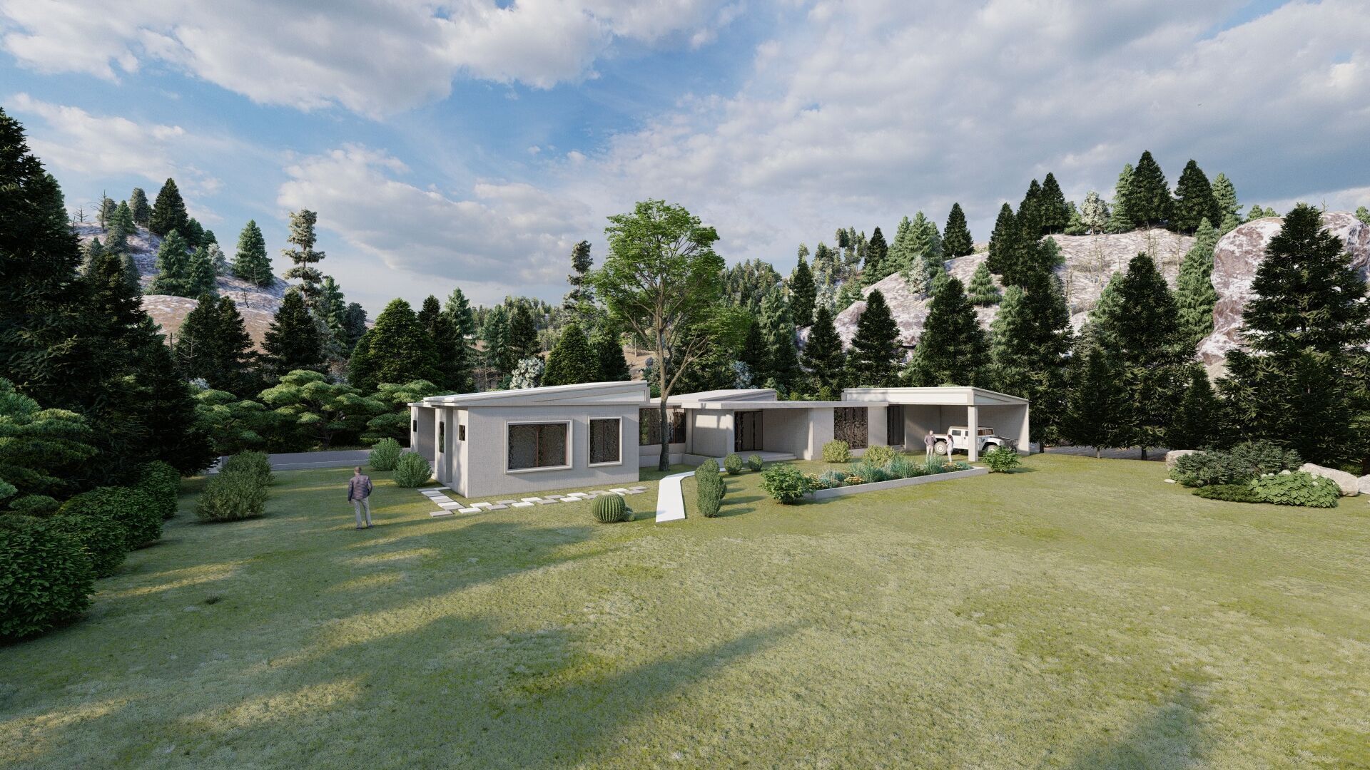Forest villa-Casa Scene-Modern Villa 3D model_1