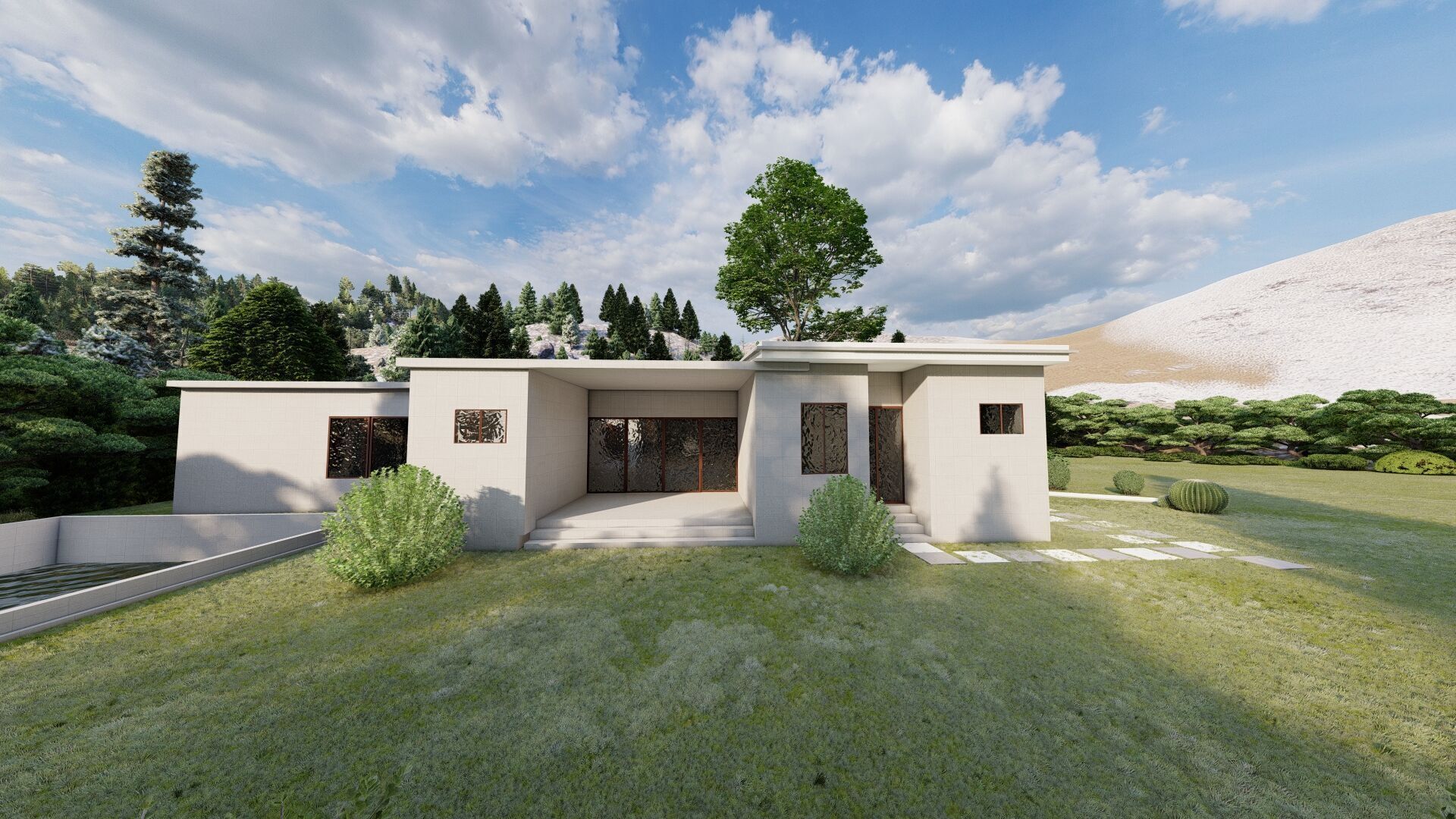Forest villa-Casa Scene-Modern Villa 3D model_4
