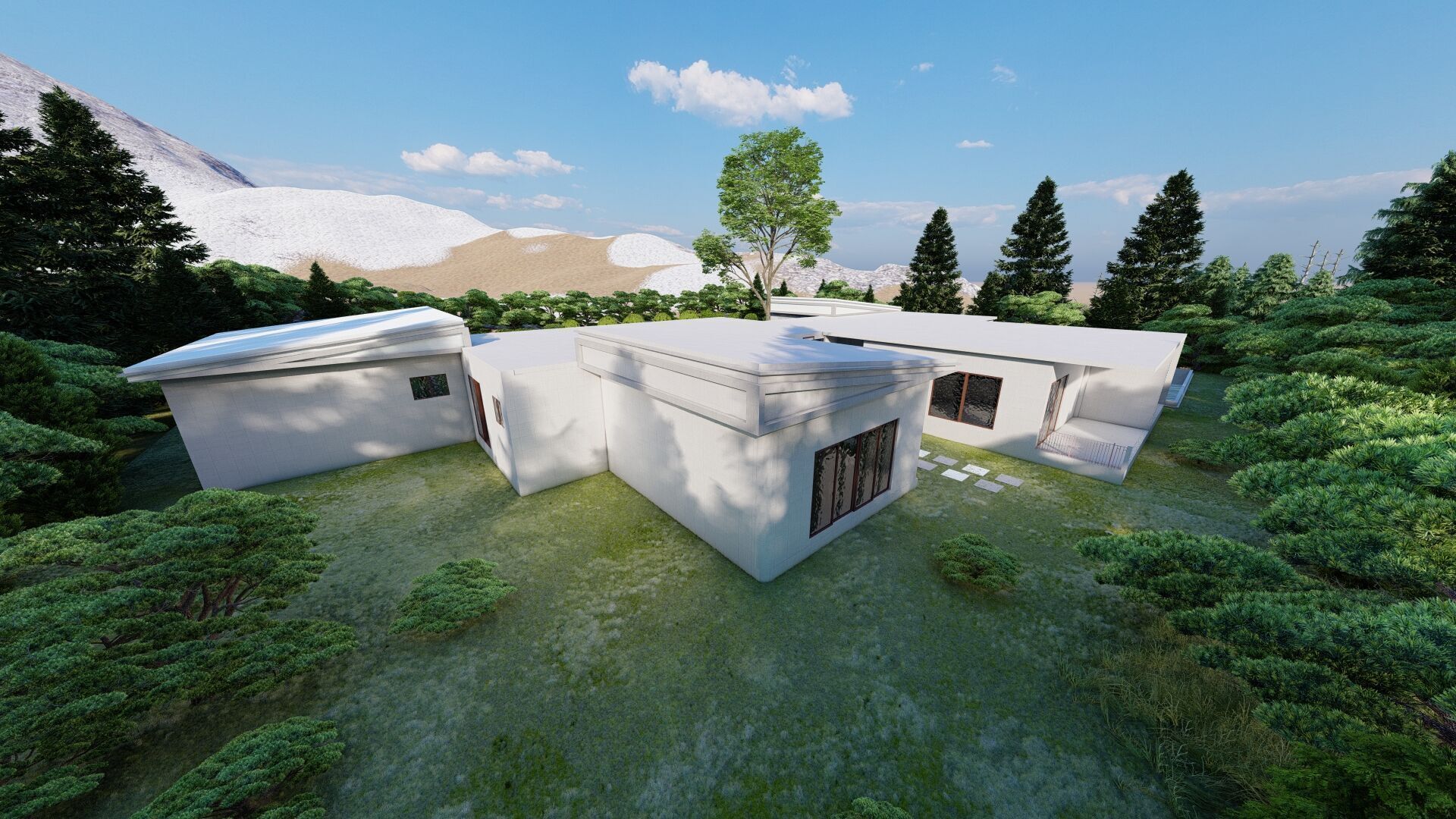 Forest villa-Casa Scene-Modern Villa 3D model_3