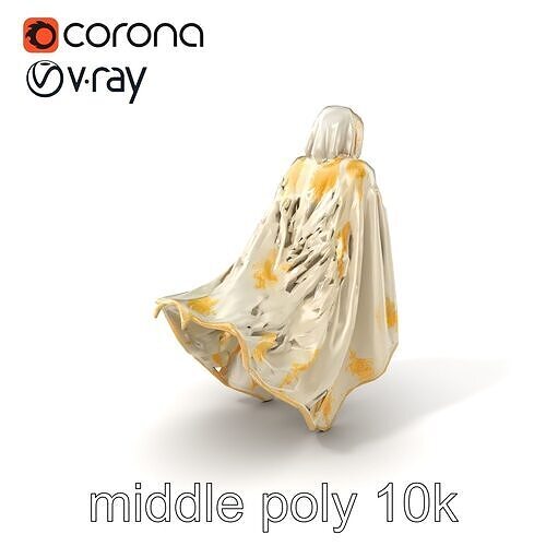 Celestial White Cloak with Gold Embroidery model pack Low-poly 3D model