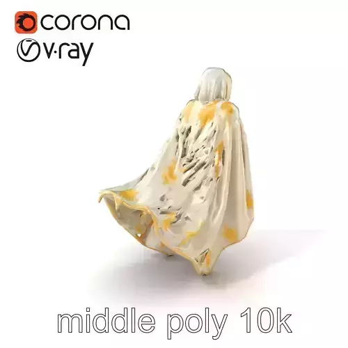 Celestial White Cloak with Gold Embroidery model pack
