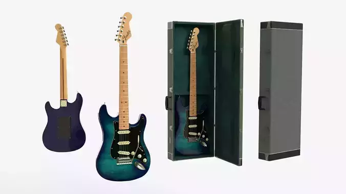 Green Electric Guitar Fender Stratocaster with Case