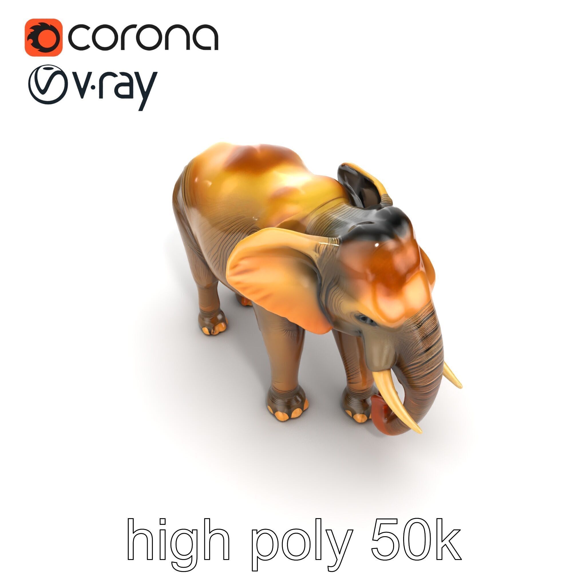 Asian Elephant High Detail Model Pack Low-poly 3D model_17